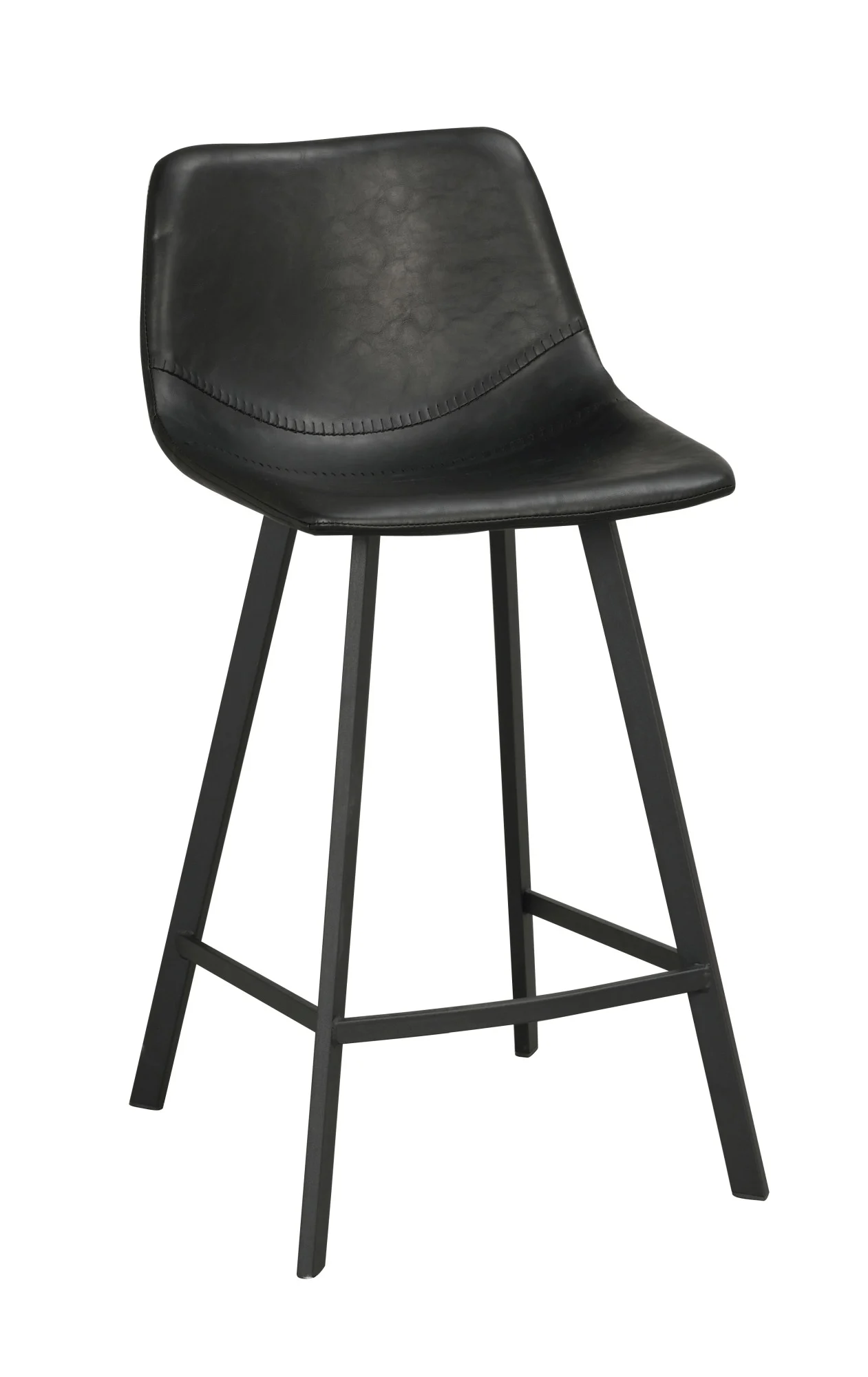 Barhocker Auburn 2er Set, Kunstleder und Metall, modern, schwarz, komfortable Sitzhöhe - Rowico