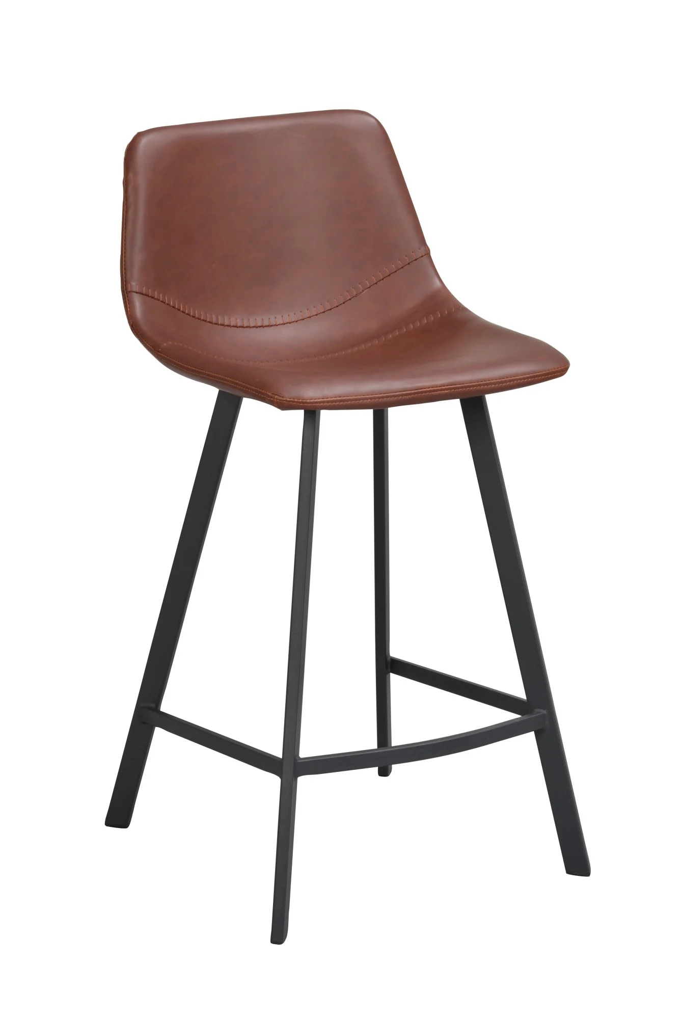 Barhocker Auburn 2er Set aus Kunstleder, modern mit Metallgestell, braun, komfortable Sitzhöhe - Rowico