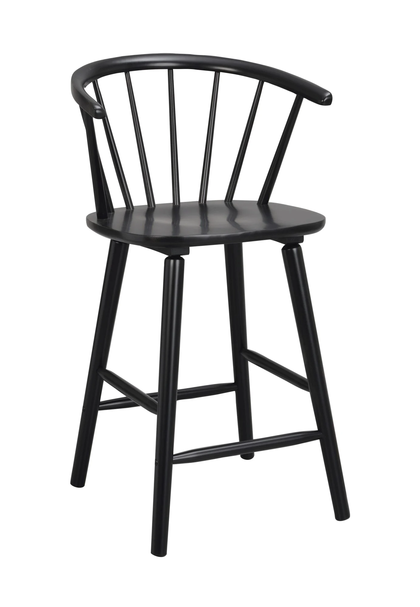 Barhocker Carmen 2er Set aus Massivholz, skandinavischer Stil, schwarz lackiert, bequem mit Rückenlehne - Rowico