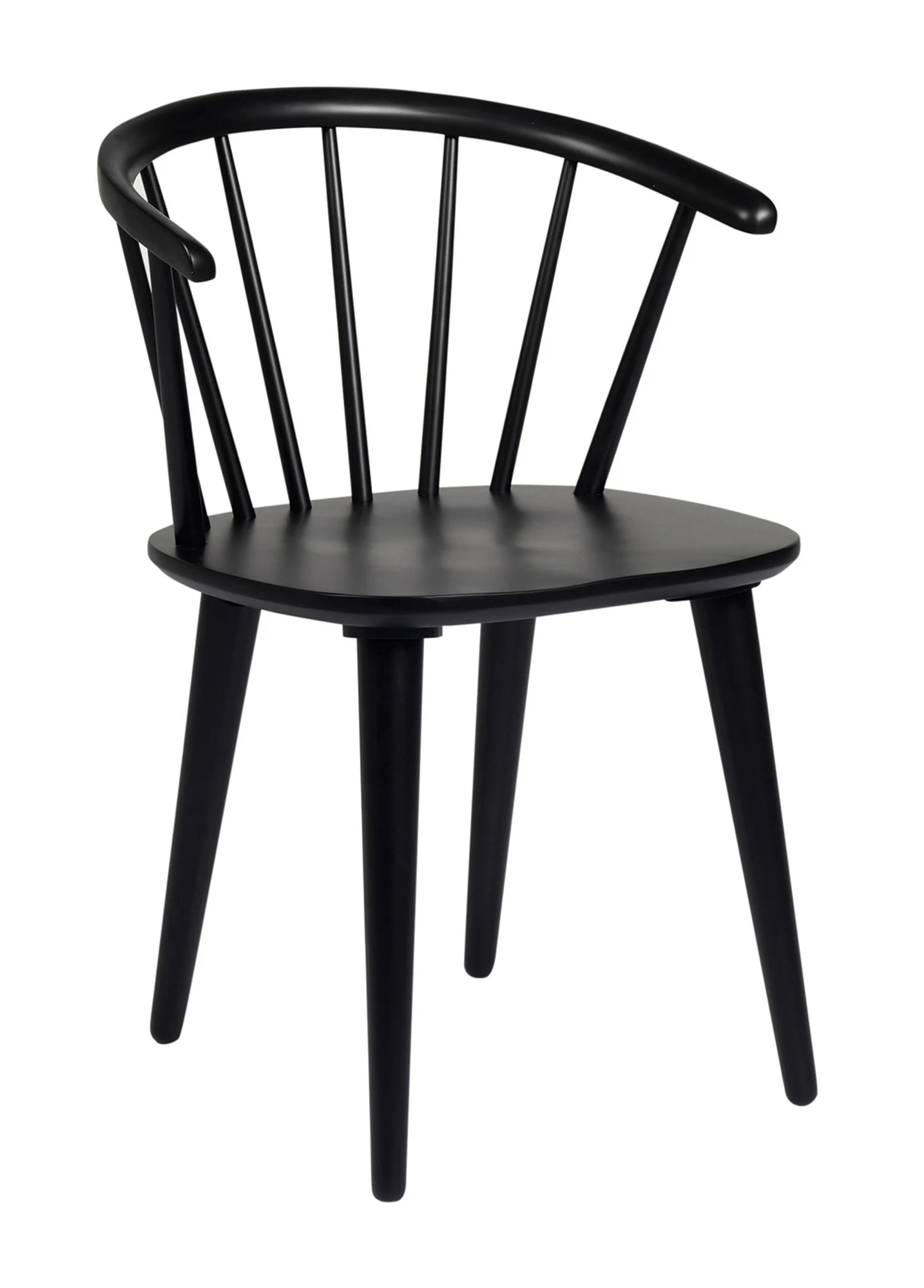 Stuhl Carmen 2er Set aus massivem Gummibaumholz, skandinavischer Stil, schwarz lackiert - Rowico