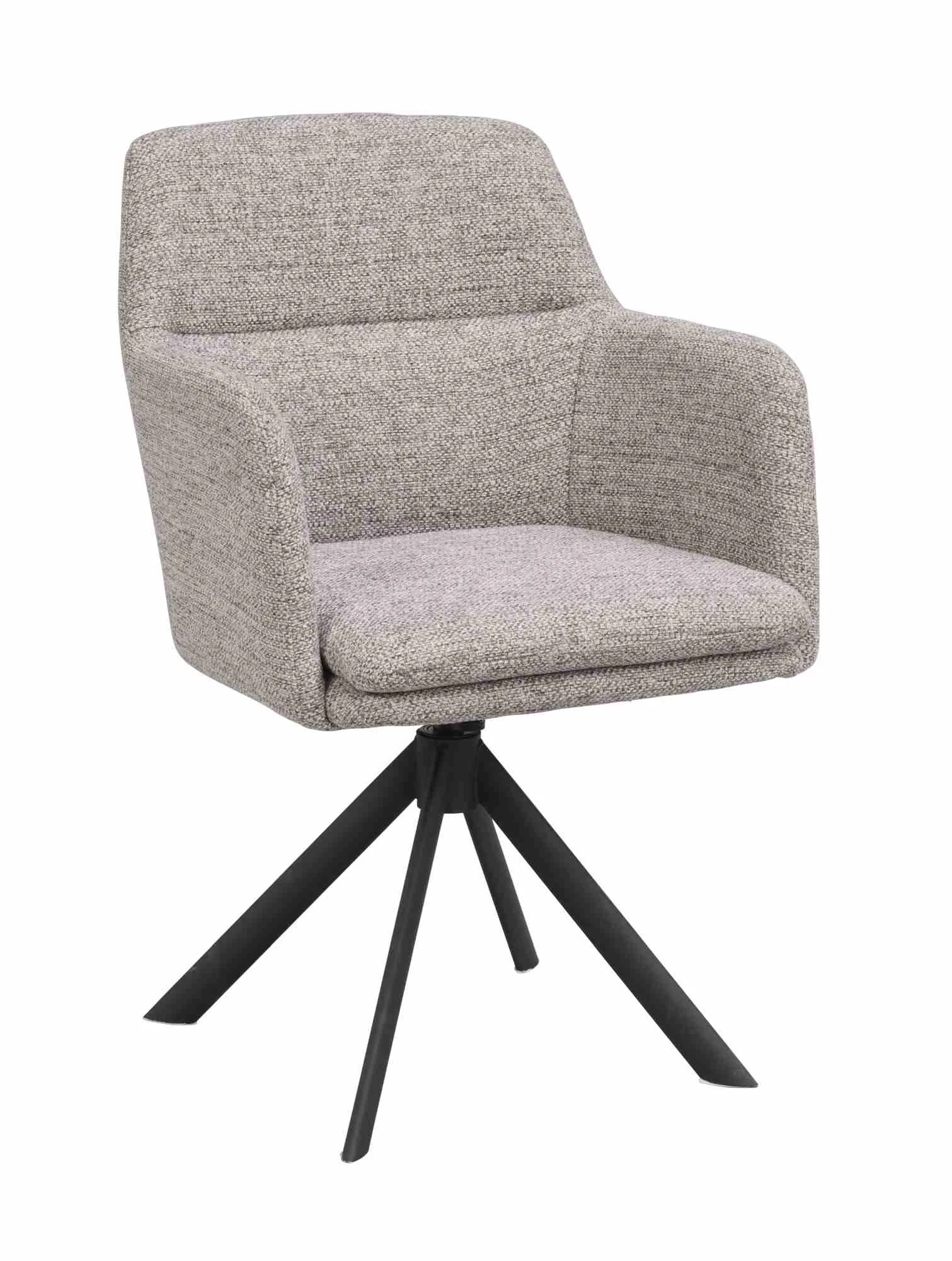 Stuhl Gladstone 2er Set aus Stoff, modern und drehbar mit Armlehnen, Dunkelbeige, Metallgestell - Rowico