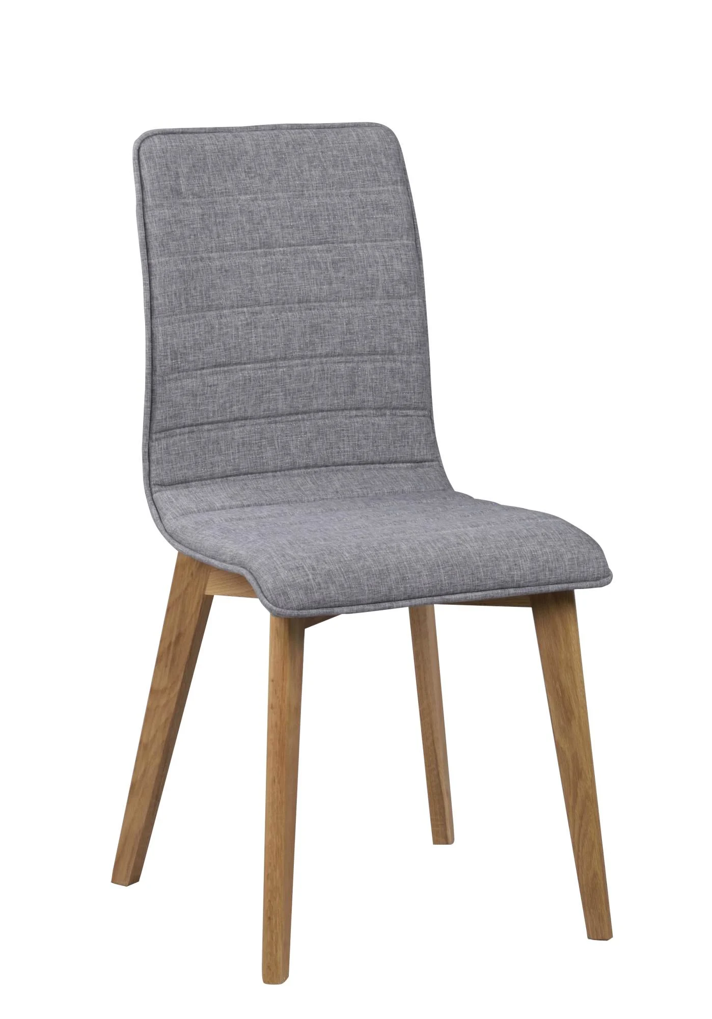 Stuhl Gracy 2er Set, Eiche Massivholz und gepolsterter Stoff, skandinavischer Stil, hellgrau - Rowico