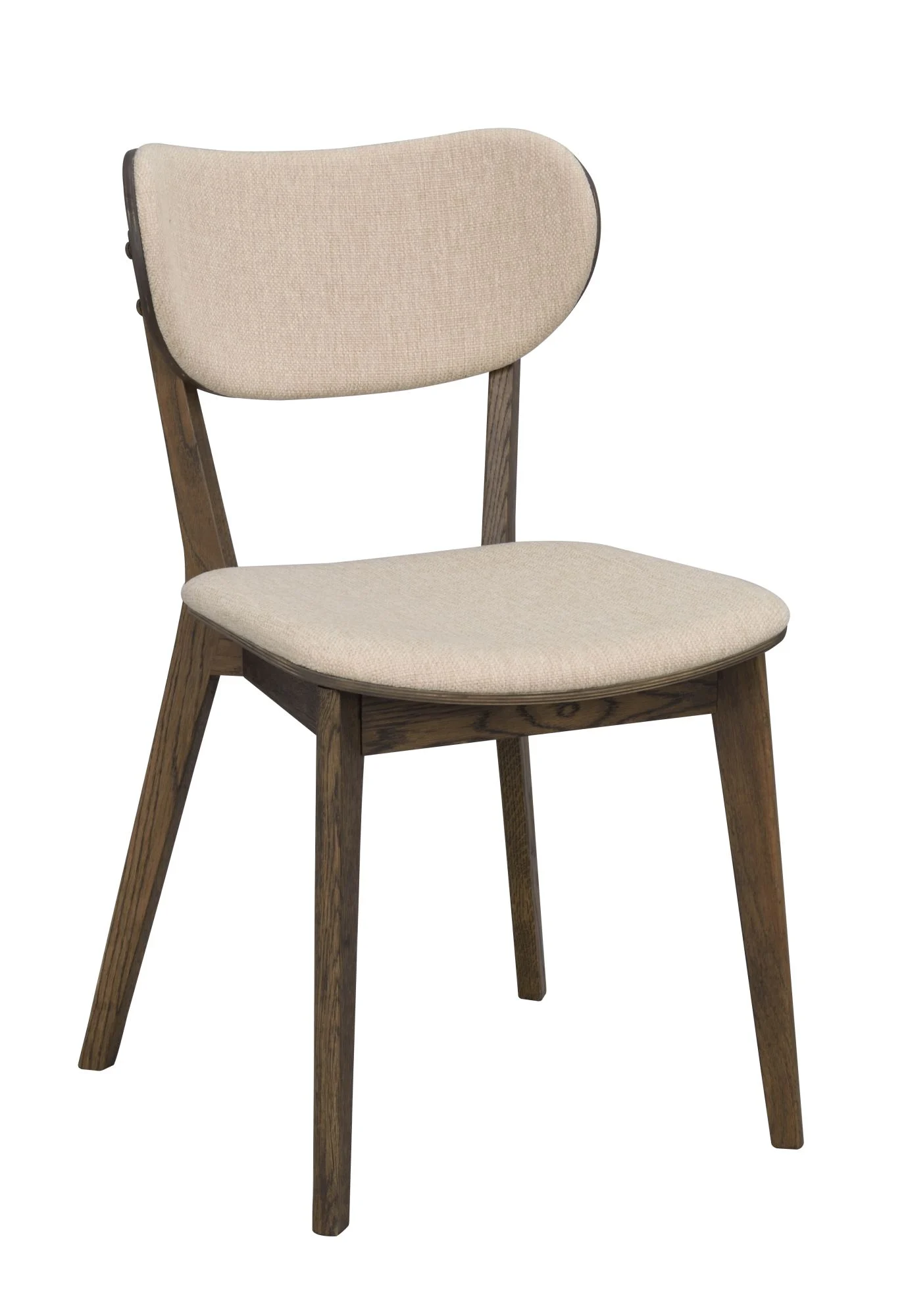Stuhl Kato 2er Set aus massiver Eiche, skandinavisch gepolstert, Braun Beige, FSC-zertifiziert
