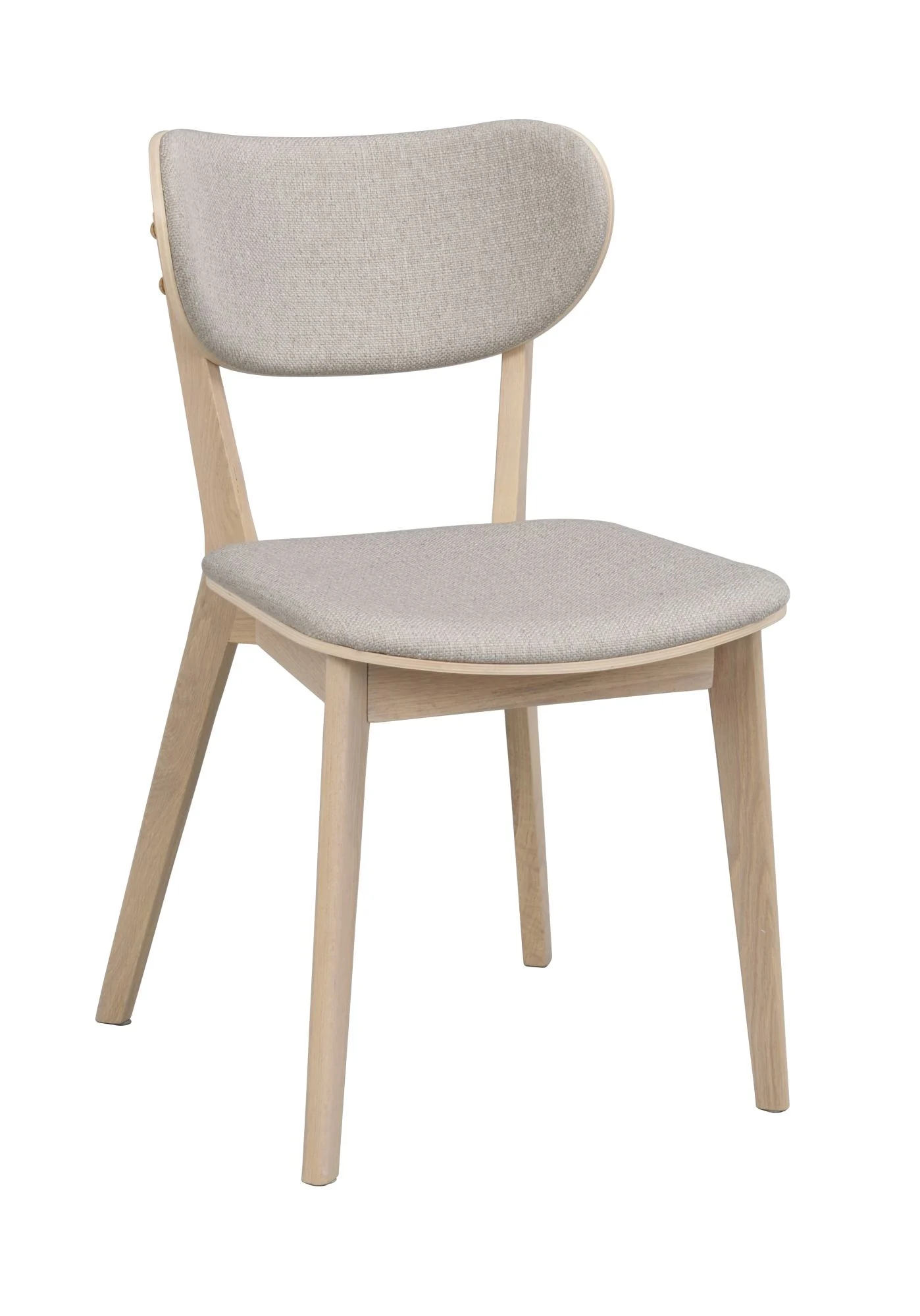 Stuhl Kato 2er Set aus Eiche, skandinavisches Design, gepolstert in Whitewash Grau Beige - Rowico