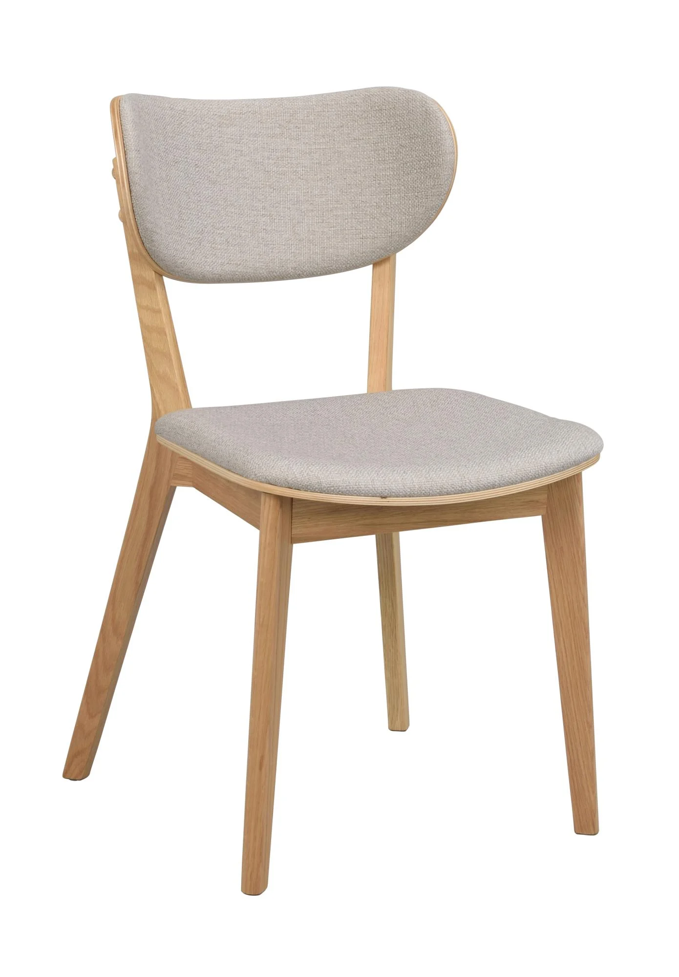 Stuhl Kato 2er Set aus Eiche mit gepolstertem Stoff, skandinavischer Stil, grau beige - Rowico