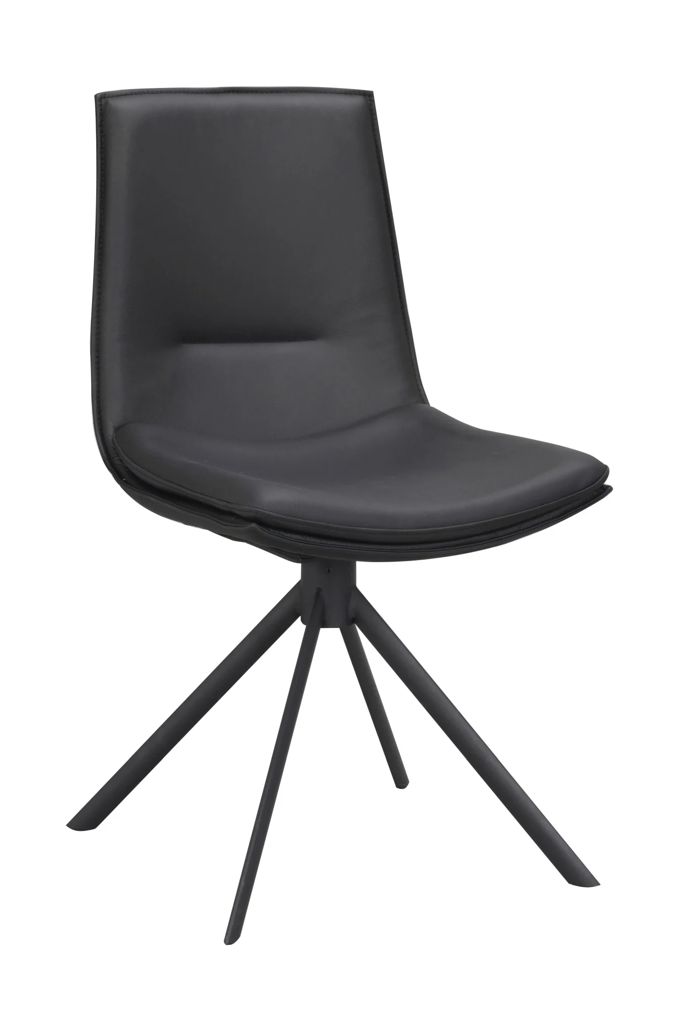 Stuhl Lowell 2er Set aus Leder, modern mit Drehgestell, schwarz, gepolstert für Dein Zuhause - Rowico