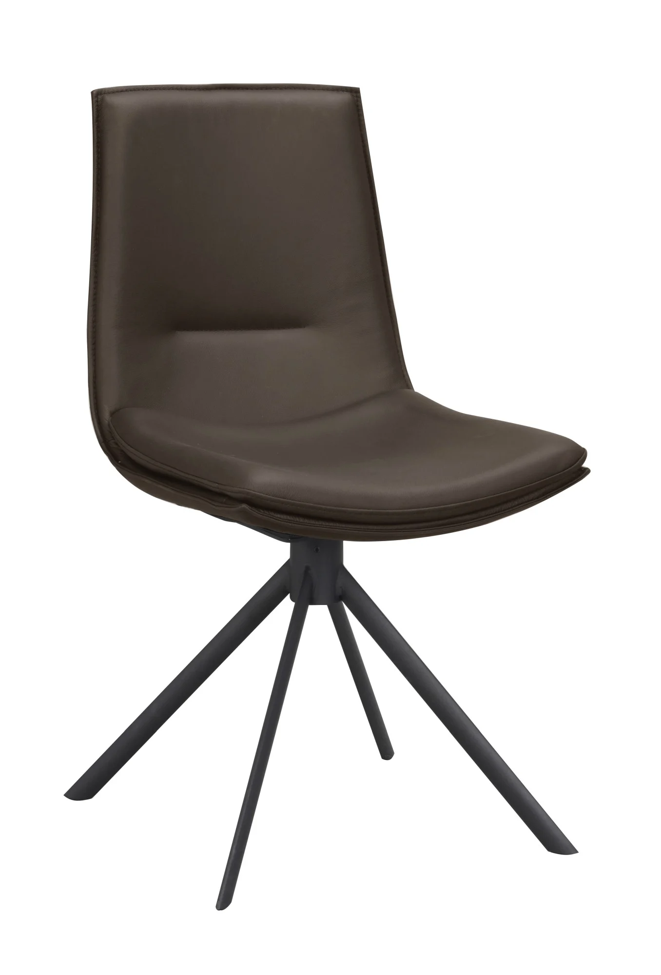 Stuhl Lowell 2er Set aus Leder, modern mit Drehgestell, braun, gepolstert, Metallgestell - Rowico
