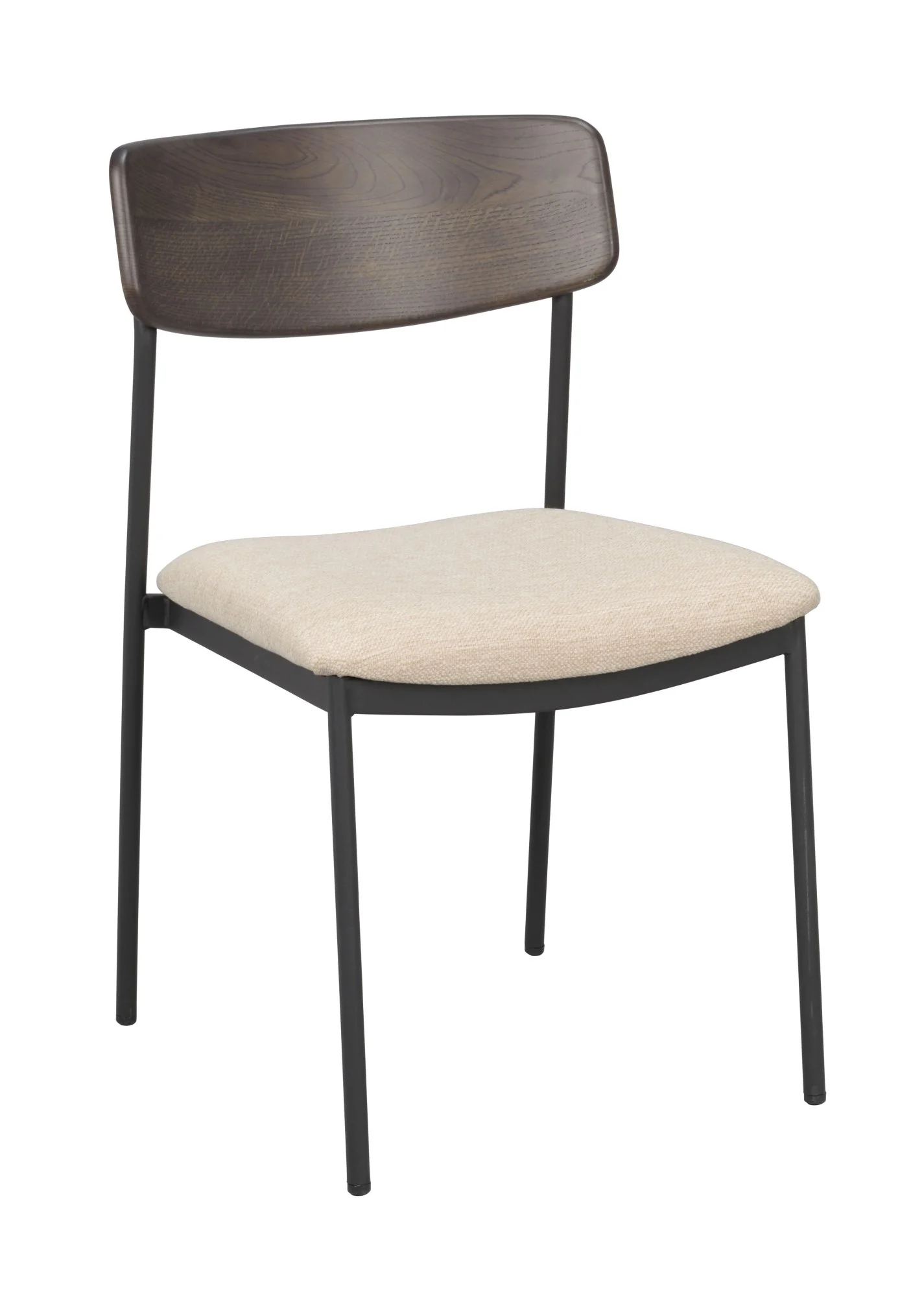 Stuhl Maymont 2er Set aus Eichenholz und Stoff, Retro Chic, Braun Beige, gepolstert, FSC-zertifiziert