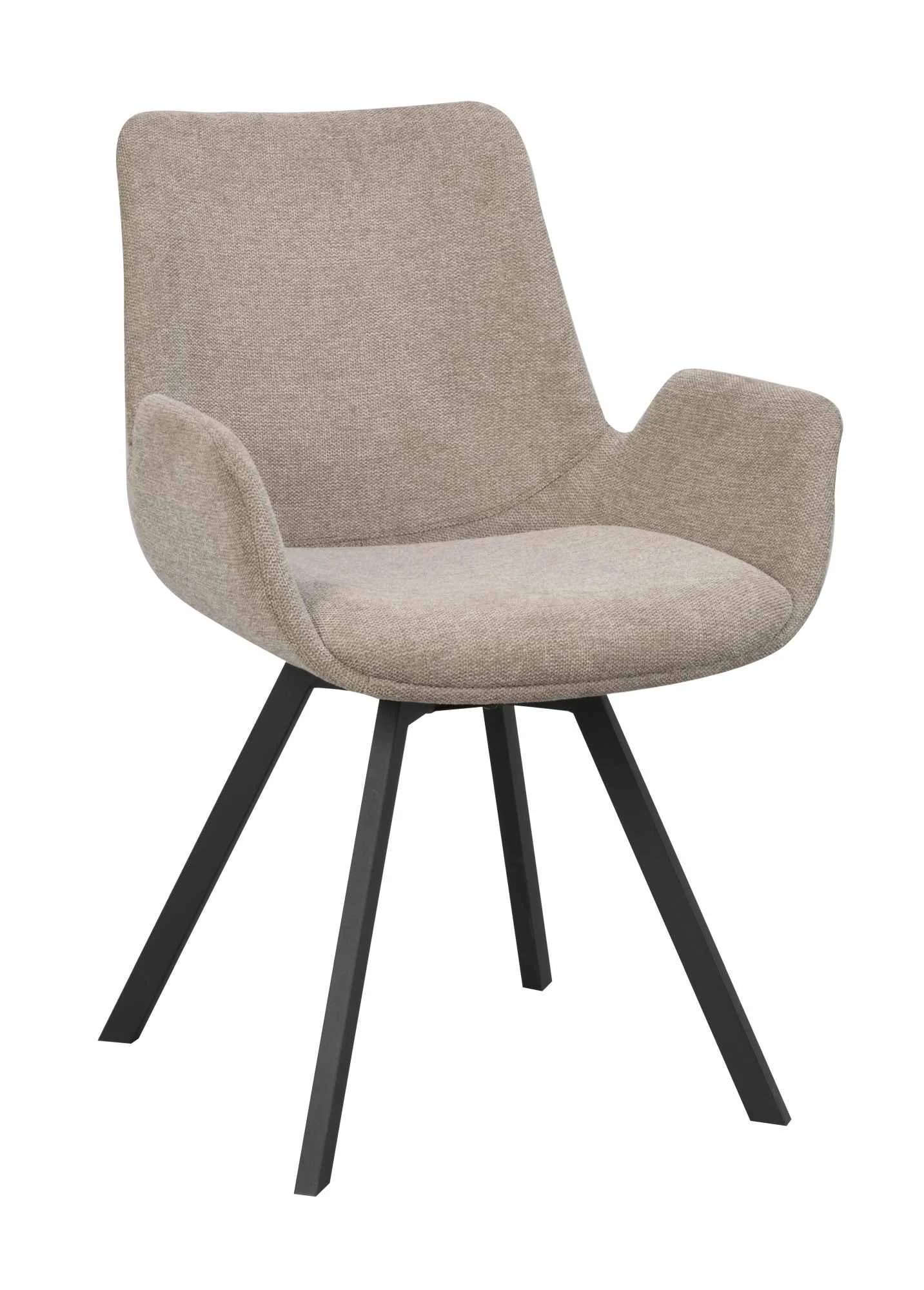 Stuhl Norwell 2er Set mit Drehfunktion aus Stoff, skandinavischer Stil, Beige, gepolstert, Metallgestell - Rowico