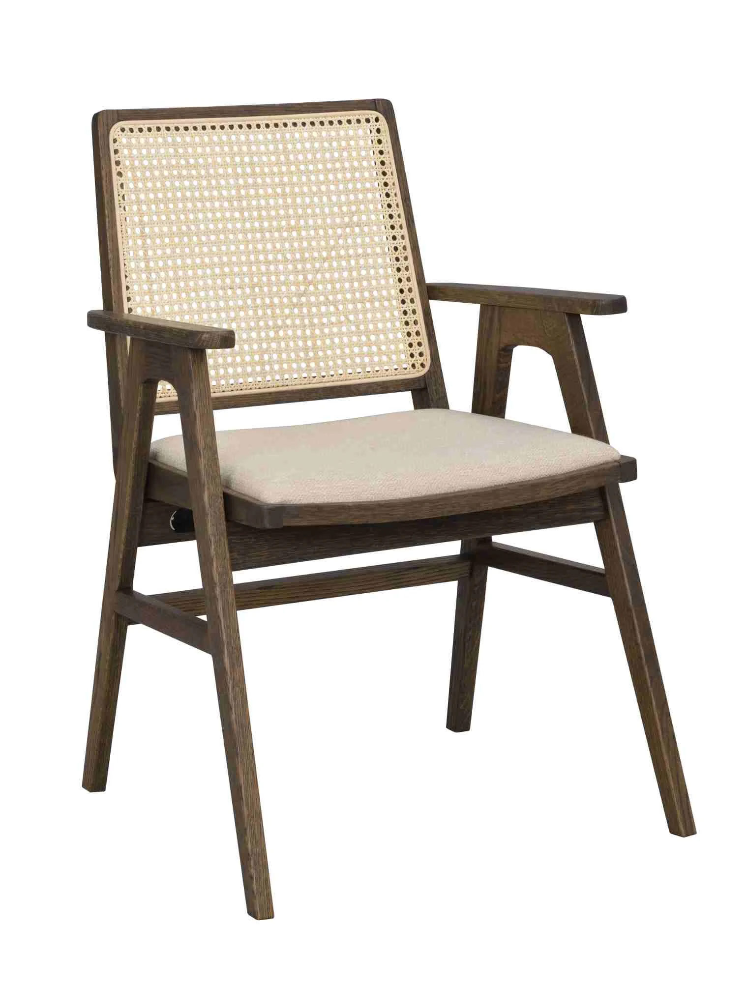 Stuhl Prestwick 2er Set mit Armlehnen aus Eiche und Rattan, klassisch, braun, FSC-zertifiziert