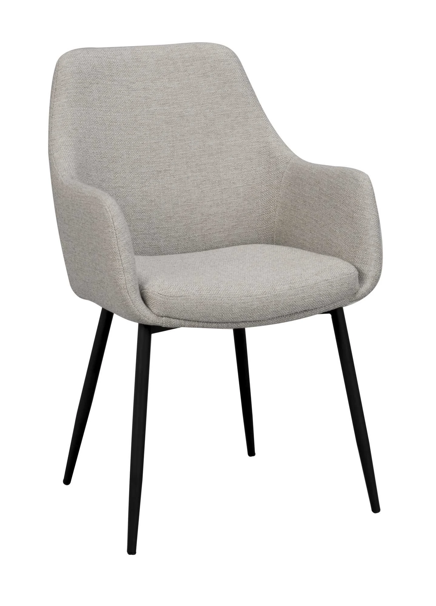 Stuhl Reily 2er Set mit Armlehnen aus Stoff, modern, beige, gepolstert, Metallgestell - Rowico