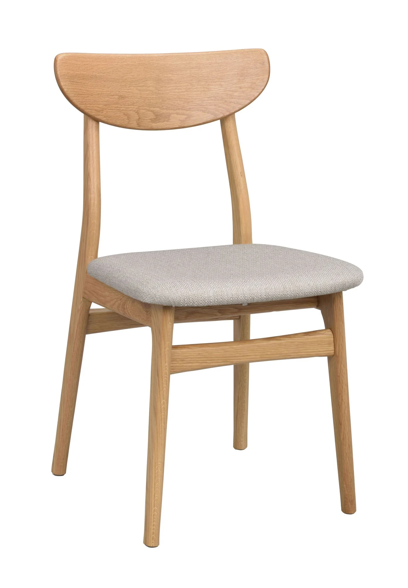 Stuhl Rodham 2er Set aus Eiche mit gepolstertem Sitz, Retro Chic, graubeige, FSC-zertifiziert