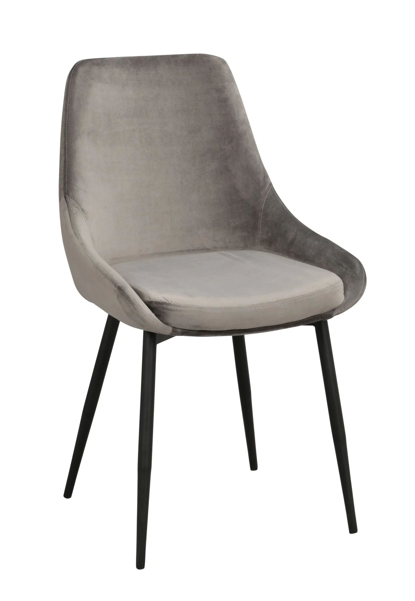 Stuhl Sierra Samt, modernes 2er Set in Grau, mit Metallgestell, gepolstert, von Rowico