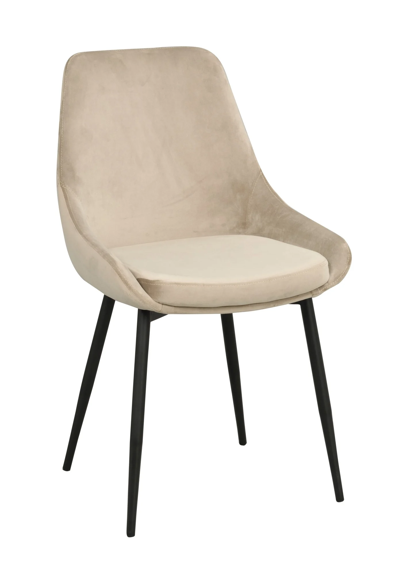 Stuhl Sierra Samt 2er Set von Rowico, modern und gepolstert, beige, Metallgestell in Schwarz