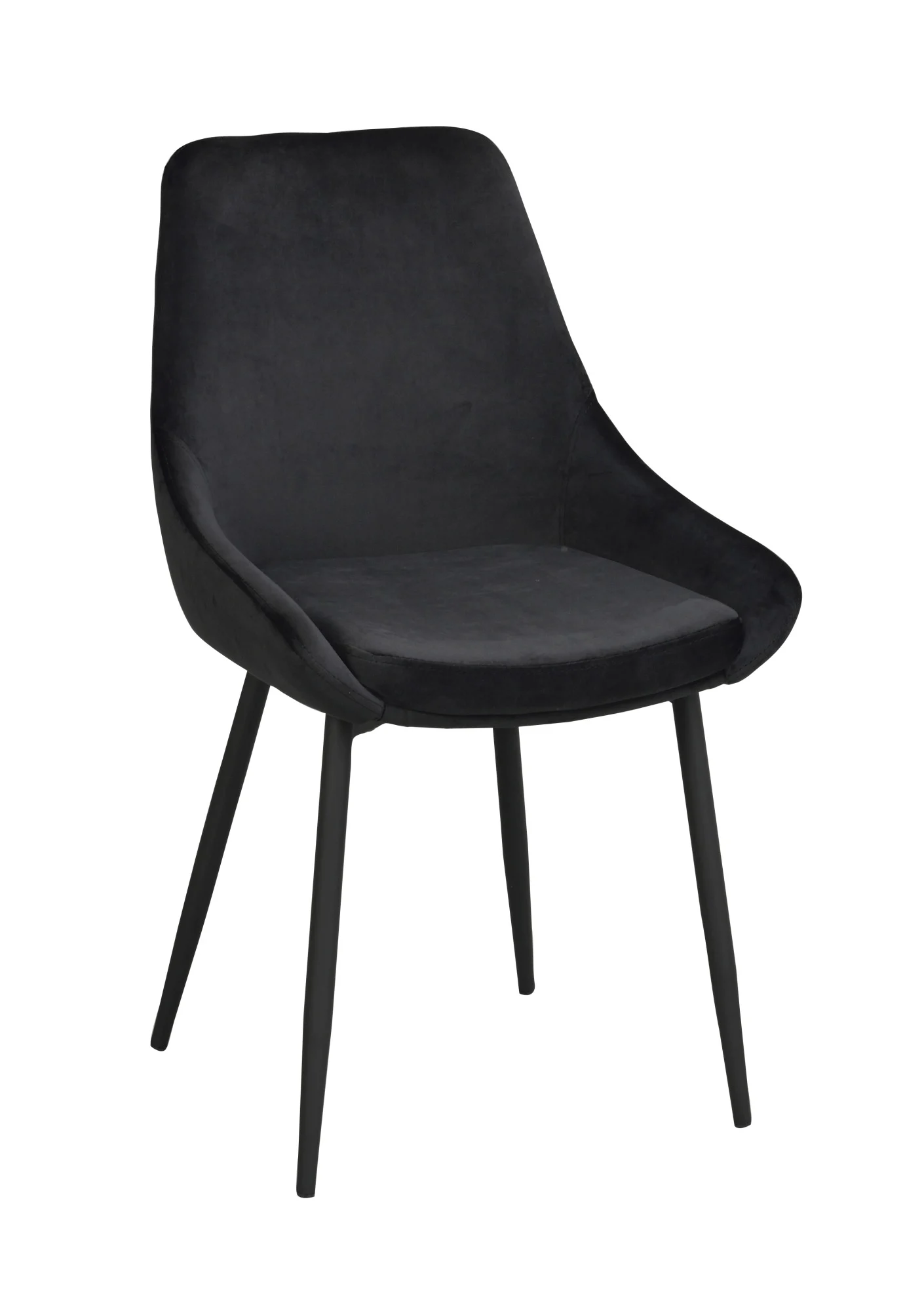 Stuhl Sierra Samt 2er Set von Rowico, modern mit Metallgestell, gepolstert, Schwarz