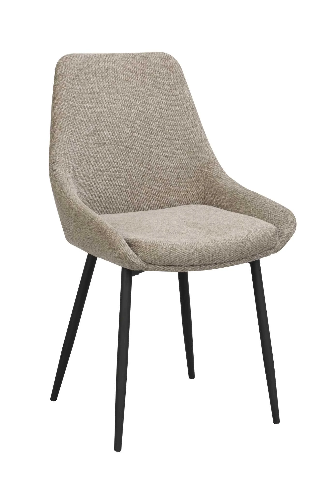 Stuhl Sierra Stoff 2er Set aus robustem Stoff, modern gepolstert, Beige, schwarzes Metallgestell - Rowico