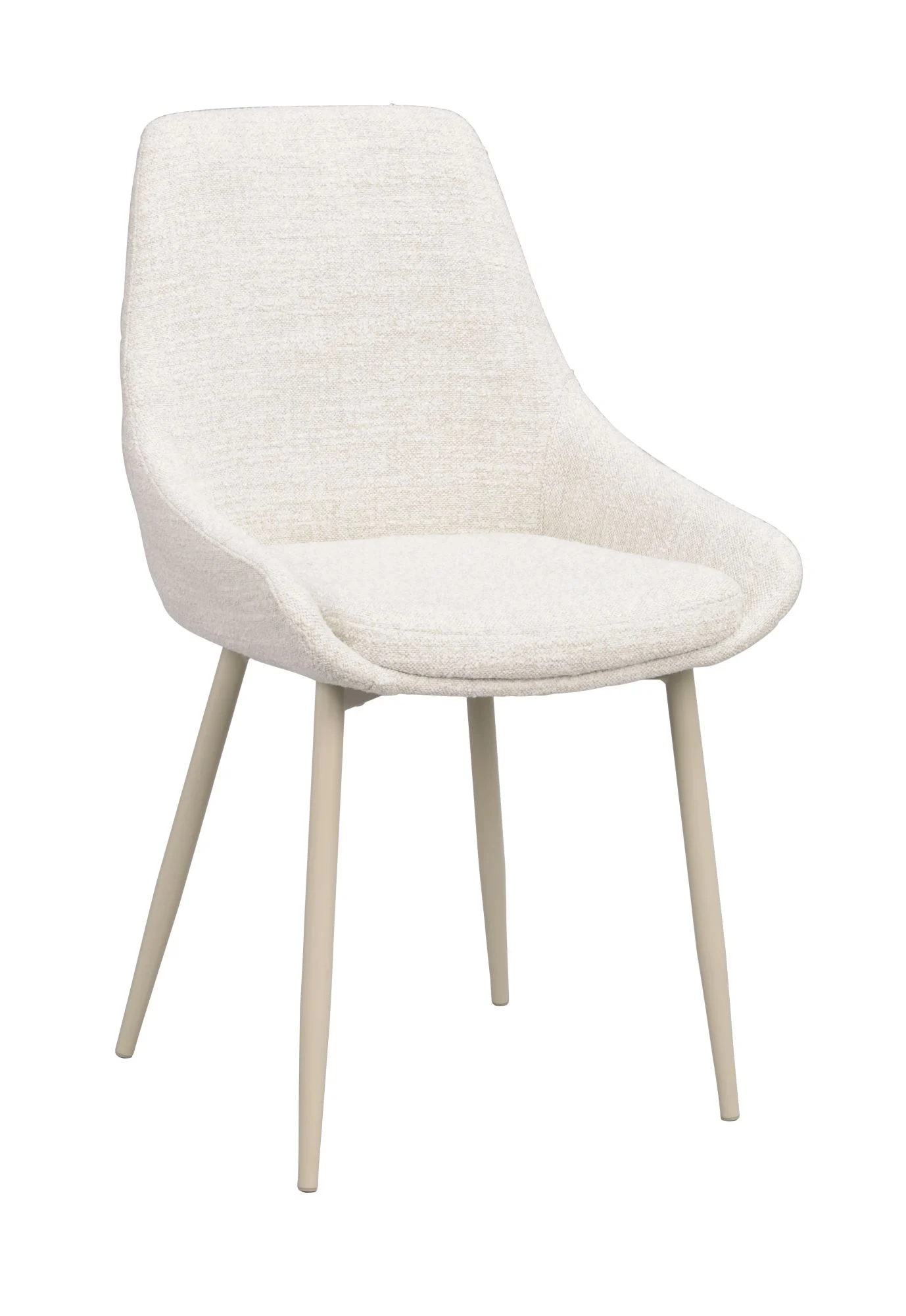 Stuhl Sierra aus Stoff, modern gepolstert, 2er Set in Hellbeige, Metallgestell schwarz - Rowico