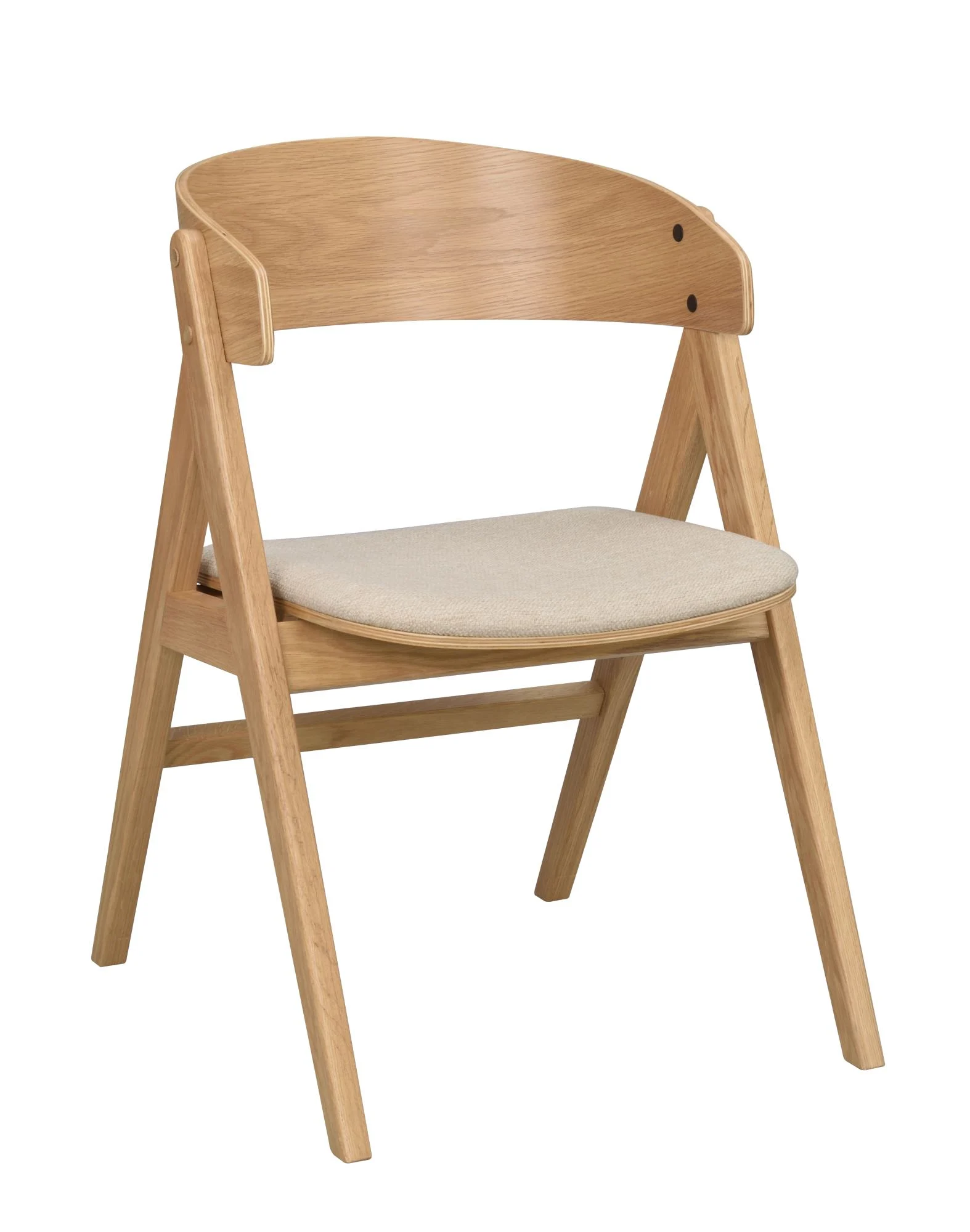 Stuhl Waterton 2er Set aus Eiche und Stoff, skandinavisch, natur und beige, gepolstert - Rowico