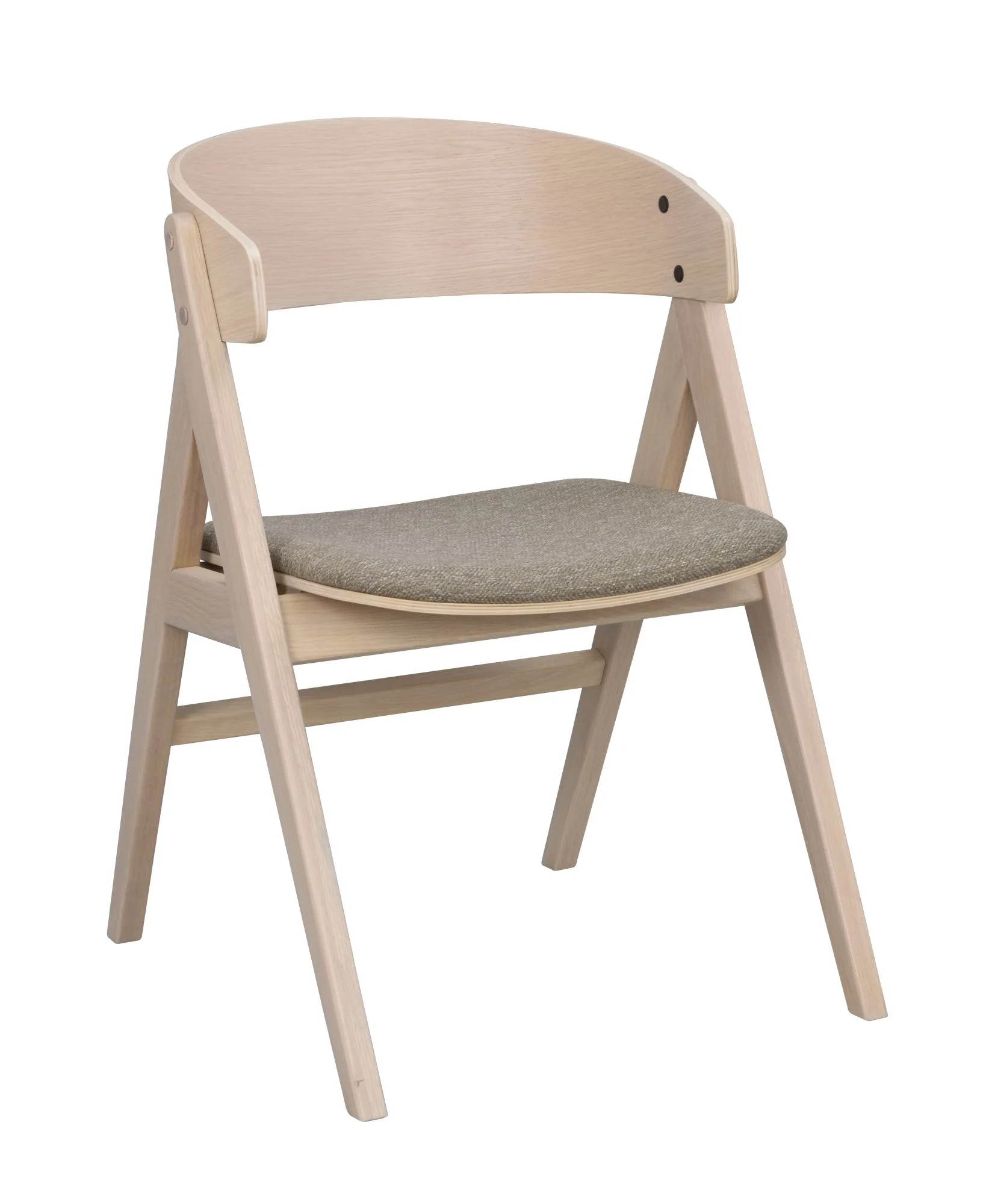 Stuhl Waterton 2er Set, Eiche Whitewash, skandinavisch gepolstert, braun, FSC-zertifiziert