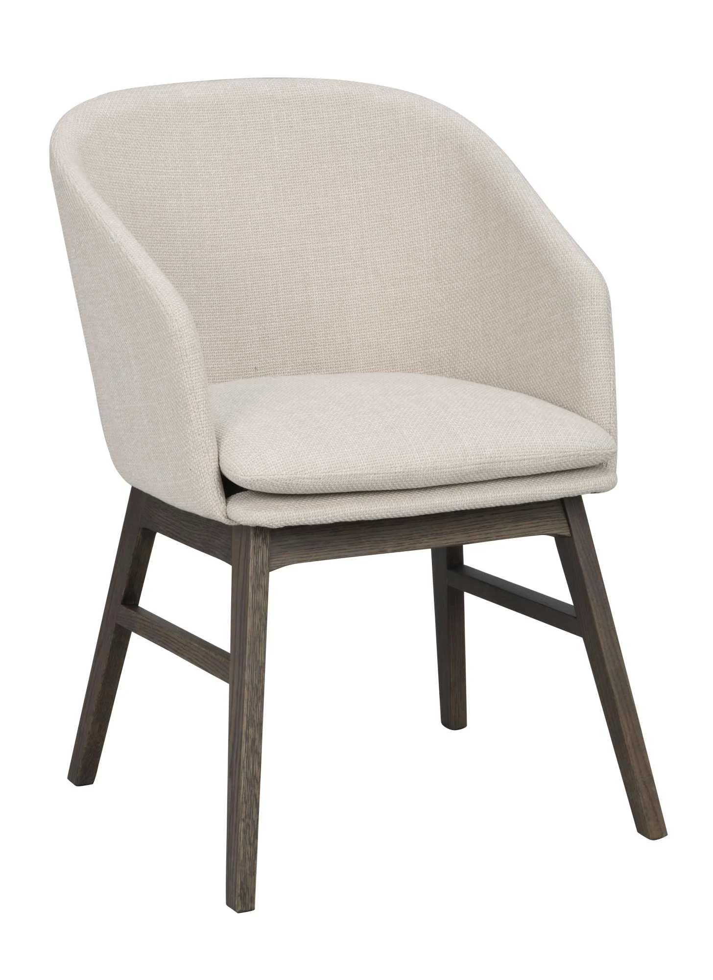 Stuhl Windham 2er Set mit Armlehnen aus Eiche und Stoff, modern, beige braun, gepolstert - Rowico