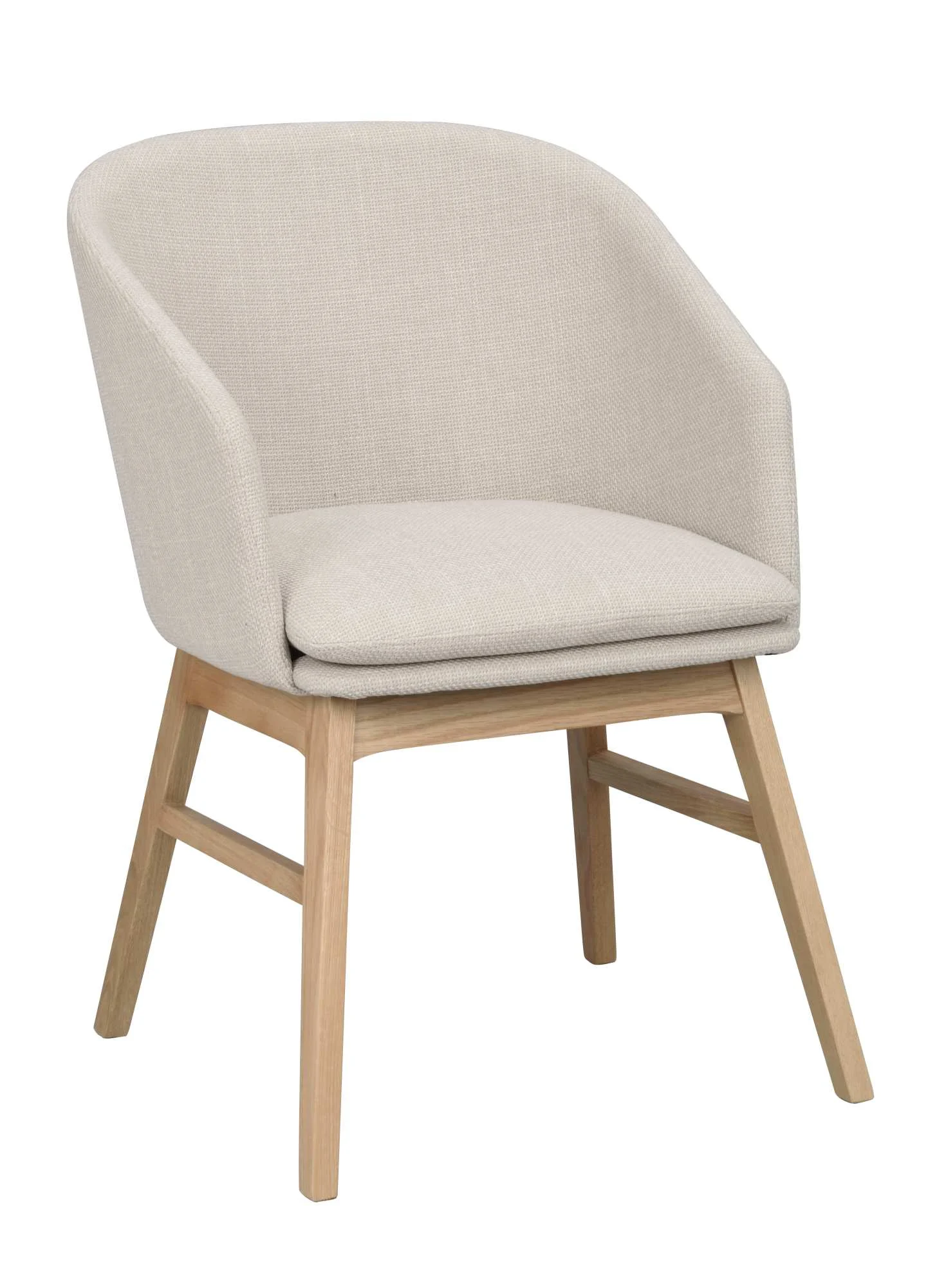 Stuhl Windham 2er Set mit Armlehnen aus Eiche und Stoff, modern, Beige, FSC-zertifiziert