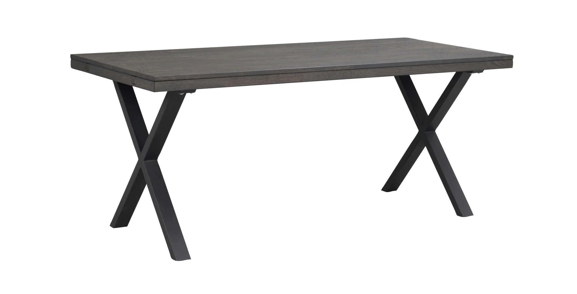 Esstisch Brooklyn aus massiver Eiche, Industrial Stil mit X-Gestell, dunkelbraun, 170 cm