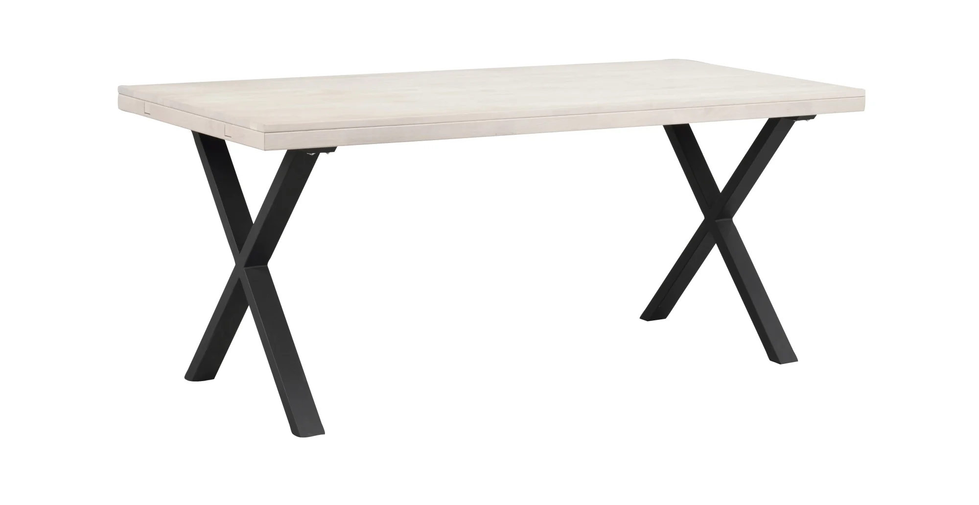 Esstisch Brooklyn aus Eiche, X-Gestell im Industrial Stil, Whitewash, 170 cm, für 6–8 Personen