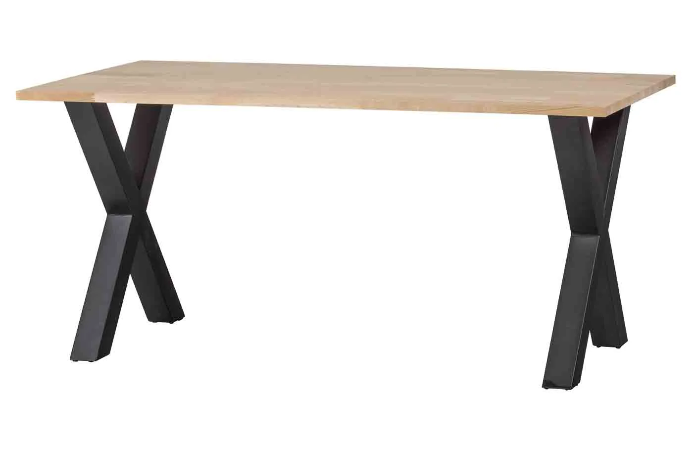 Esstisch Tablo aus Eiche, modernes X-Gestell aus Metall, natur, 160 cm, für 4–6 Personen