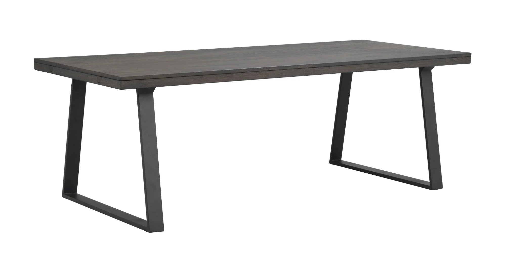 Esstisch Brooklyn aus massiver Eiche, Industrial-Design mit Trapezgestell, dunkelbraun, 220 cm