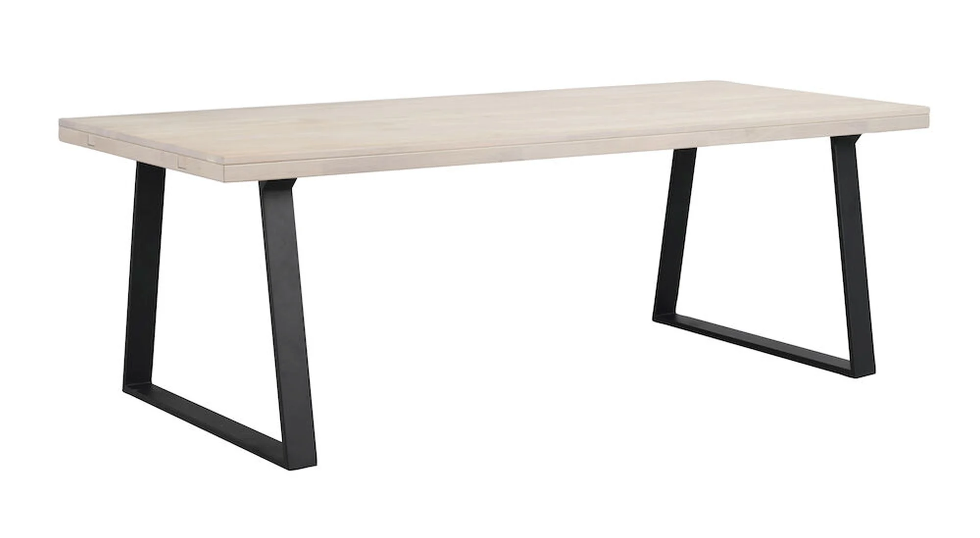 Esstisch Brooklyn aus massiver Eiche, Trapez-Gestell im Industrial Stil, Whitewash, 220 cm