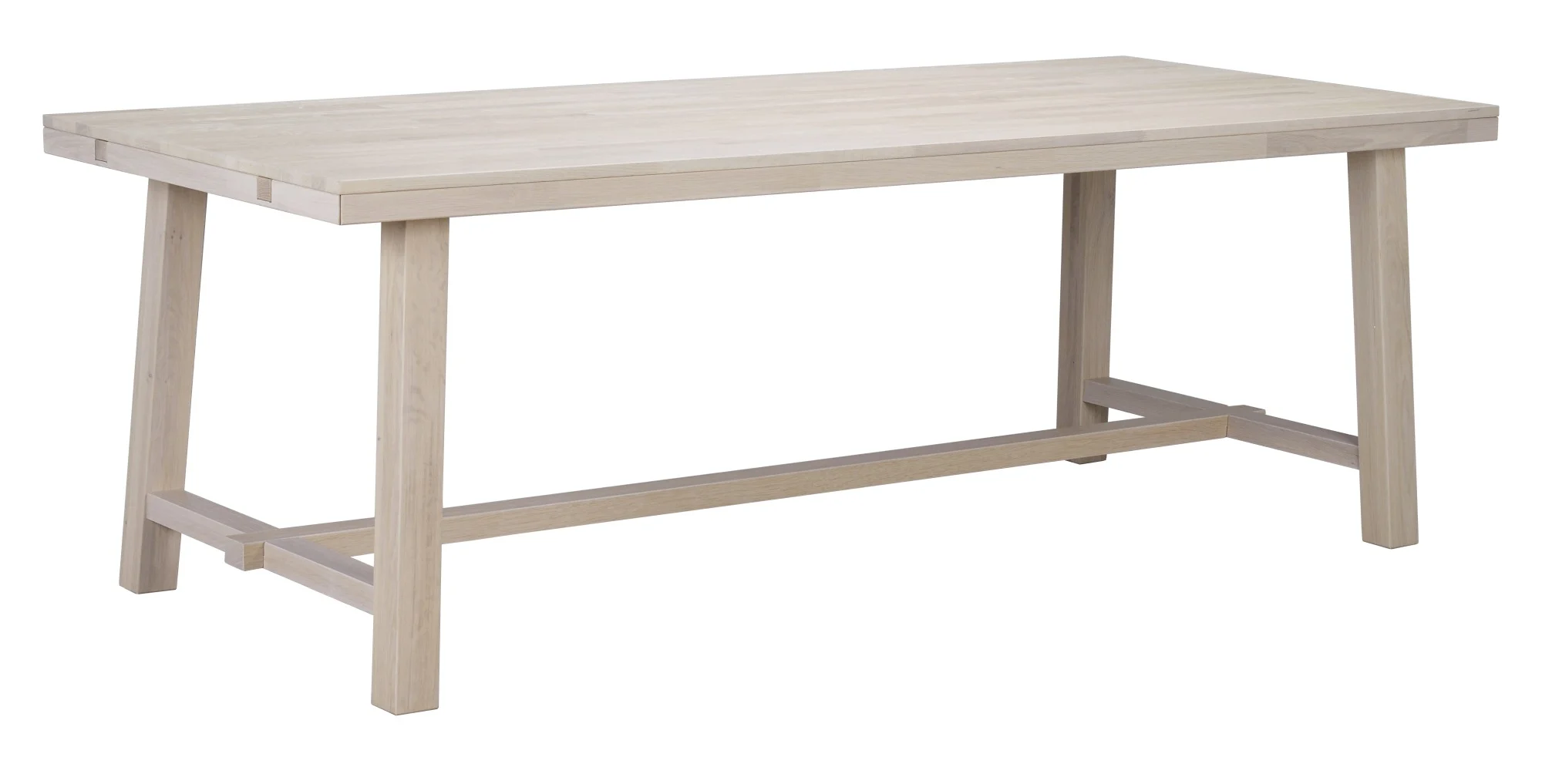 Esstisch Brooklyn Classic aus massiver Eiche, Industrial Stil, Whitewash, 220 cm, für 8–10 Personen - Rowico