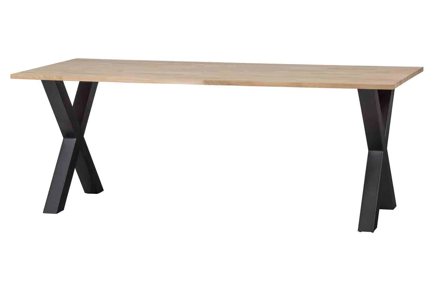 Esstisch Tablo Eiche, X-Gestell aus Metall, modern rechteckig, natur, 220 cm, für 6–8 Personen