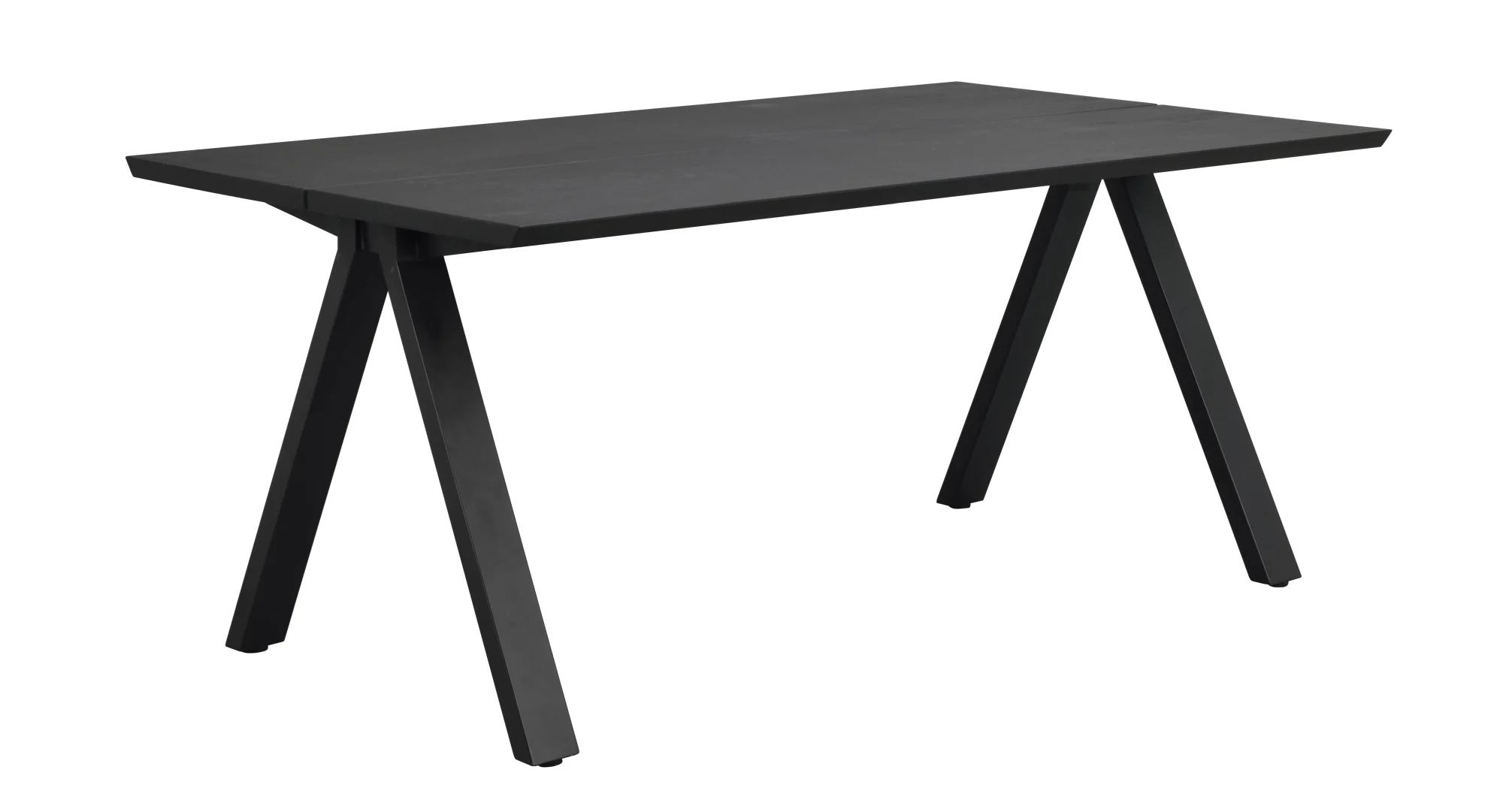 Esstisch Carradale, aus massiver Eiche und Metall A-Gestell, modern, schwarz, 170x100 cm