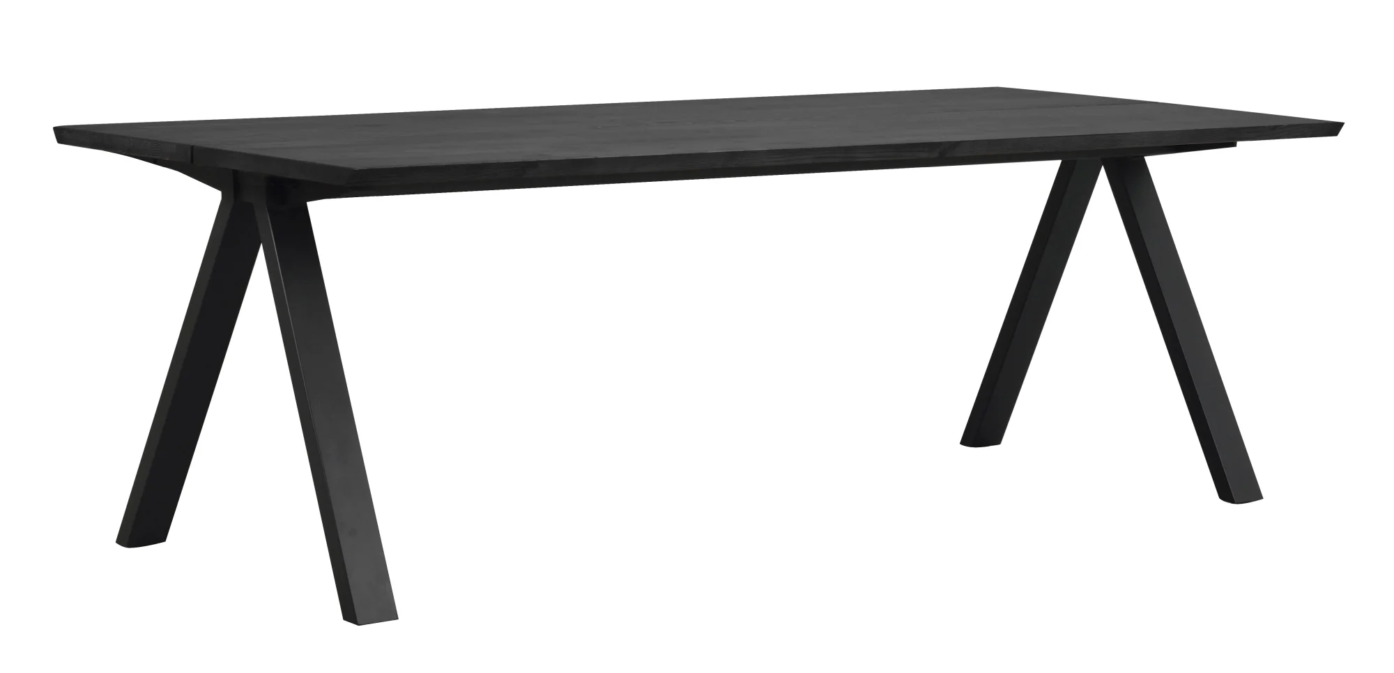 Esstisch Carradale A-Gestell aus massiver Eiche, modern, schwarz, 220x100 cm