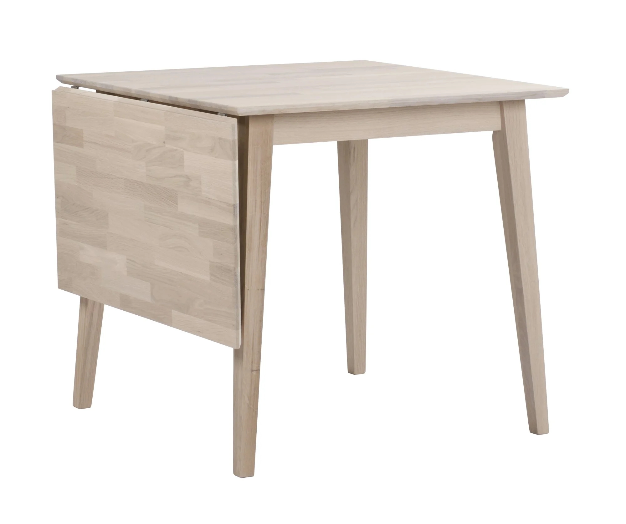 Esstisch Filippa aus Eiche, skandinavisch klappbar, Whitewash, 80/125x80 cm, FSC-zertifiziert