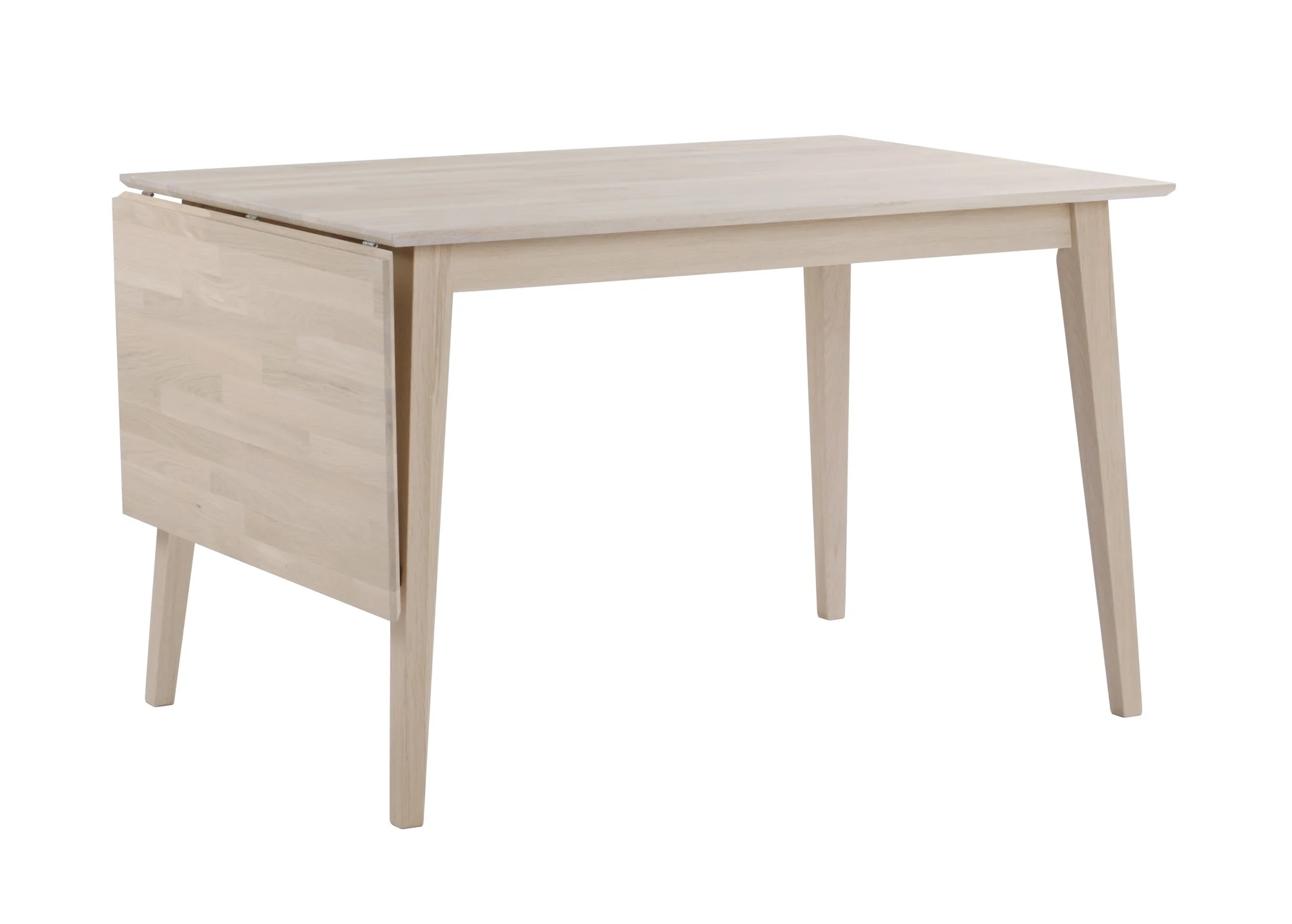 Esstisch Filippa aus Eiche, skandinavischer Klapptisch, Whitewash, 120/165x80 cm, FSC zertifiziert - Rowico