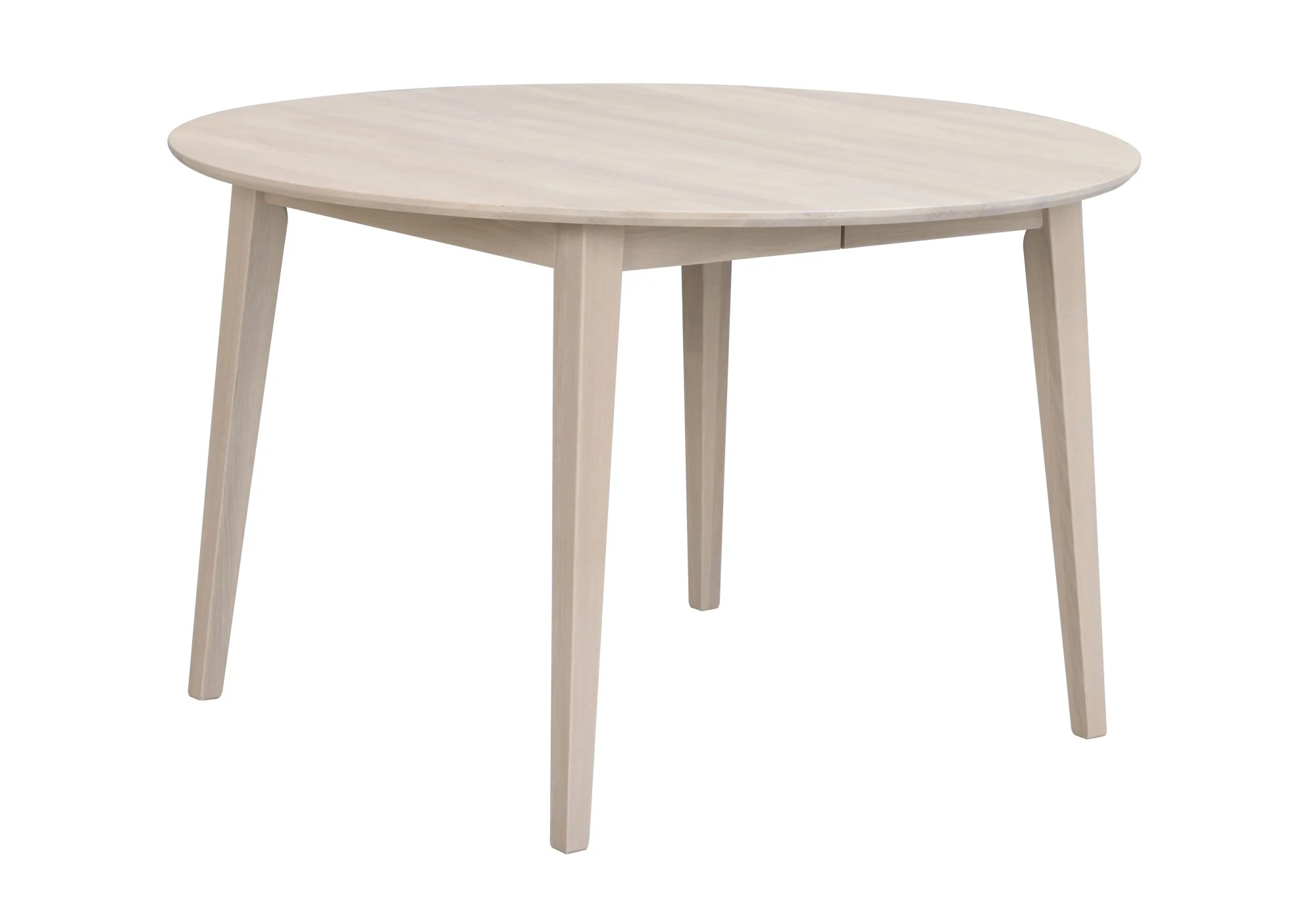 Esstisch Filippa Rund mit Auszug aus Eiche, skandinavischer Stil, weiß pigmentiert, 120/165 cm - Rowico