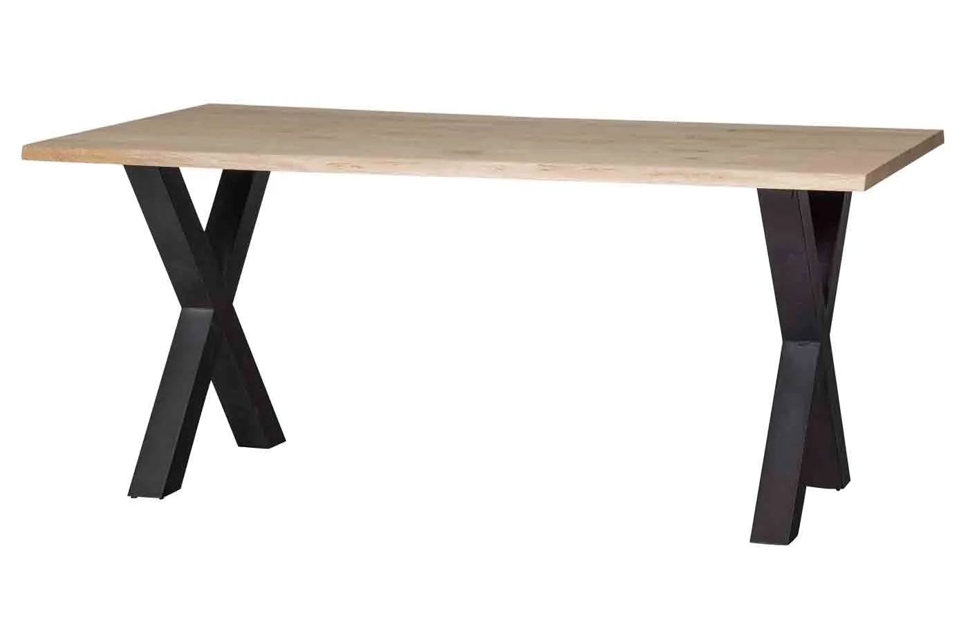 Esstisch Tablo Eiche Baumkante, modern mit X-Gestell aus Metall, natur, 180 cm, für 4-6 Personen