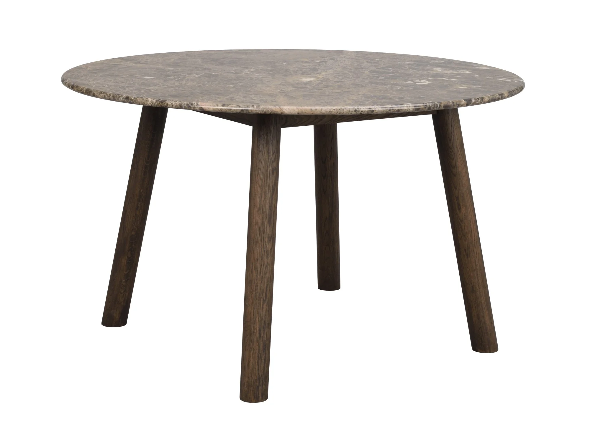 Esstisch Taransay rund, aus Marmor braun mit Eiche, skandinavischer Stil, 125 cm Durchmesser - Rowico