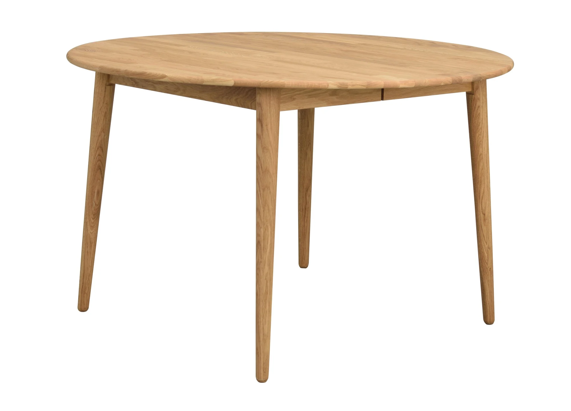 Esstisch Tyler aus massiver Eiche, skandinavisches Design, rund, ausziehbar auf 165 cm, natur - Rowico