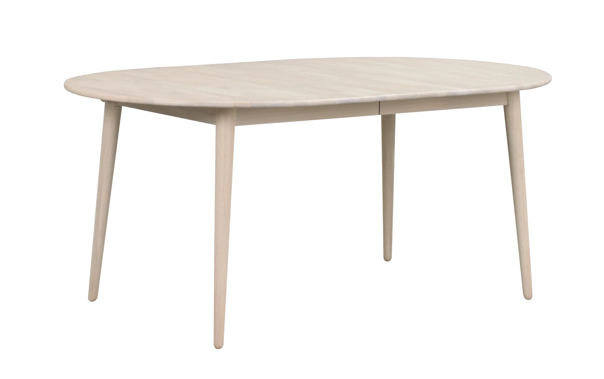 Esstisch Tyler Oval aus massiver Eiche, skandinavisches Design, whitewash, ausziehbar auf 210 cm - Rowico