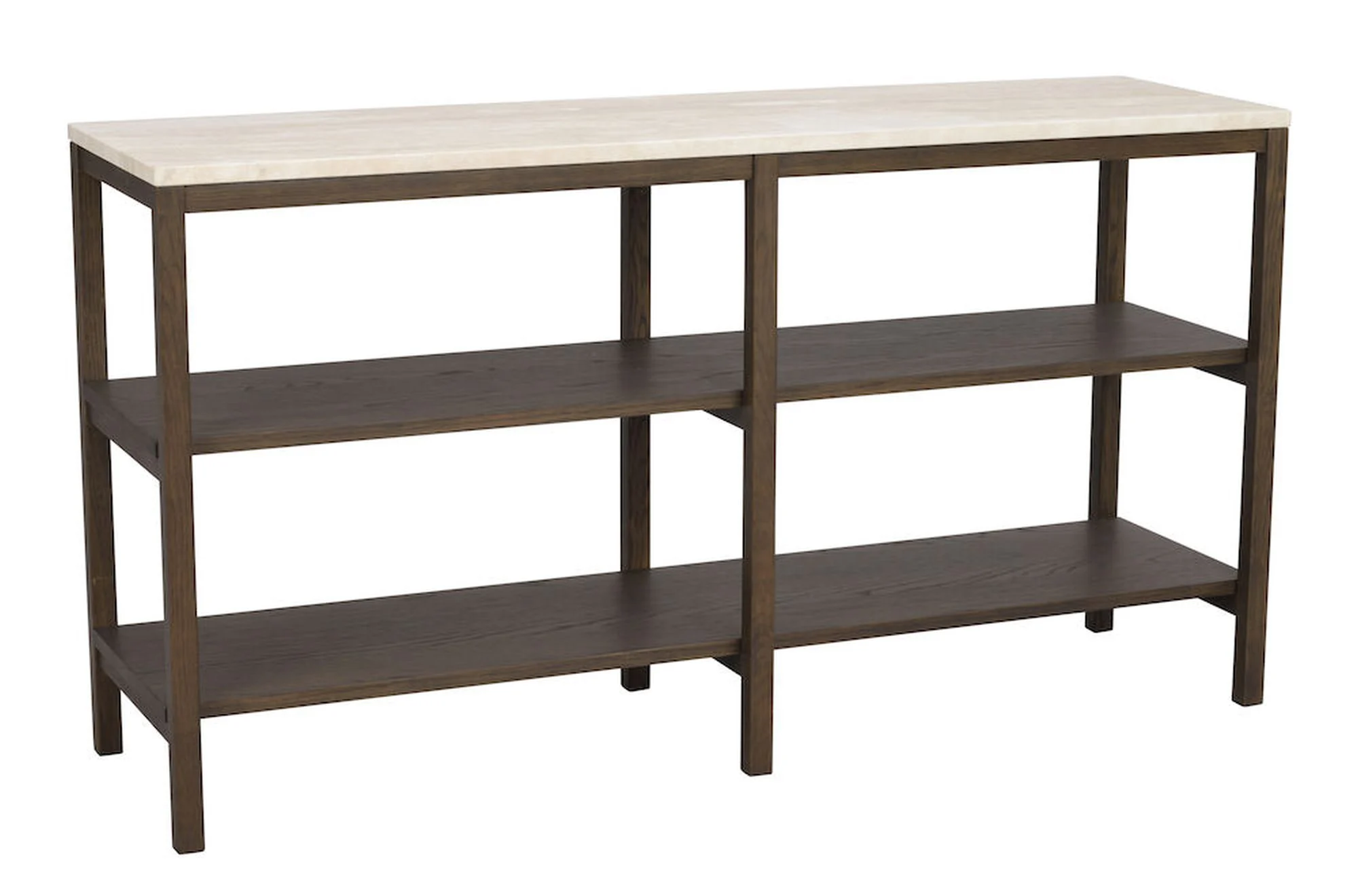 Konsole Orwel aus Travertinstein und Eiche, klassisch, Braun, 140x40x75 cm - Rowico