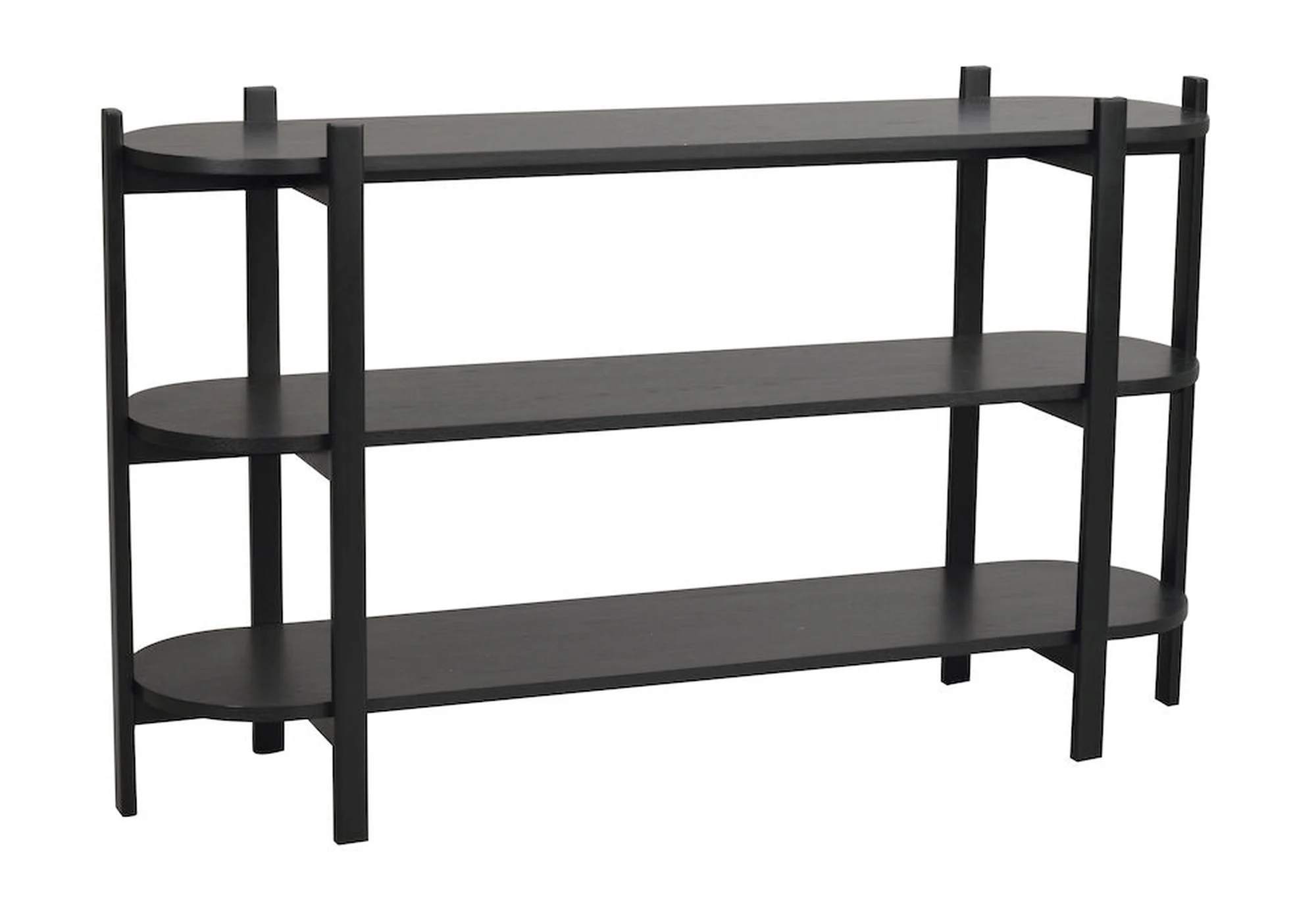 Konsole Tolsona aus massiver Eiche, skandinavisches Design, schwarz lackiert, 144x39x85 cm - Rowico