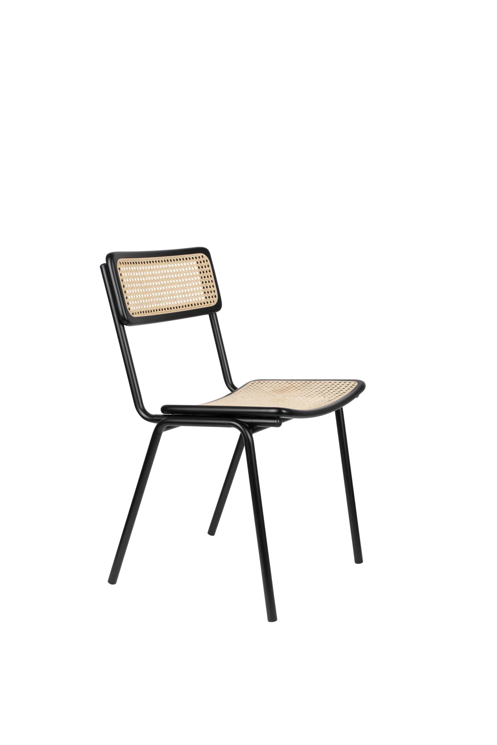 Zuiver Jort Esszimmerstuhl Stahl/Rattan Natur/Schwarz