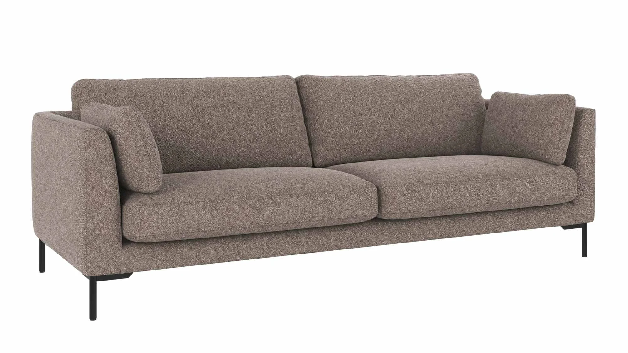 Sofa Corwin 3-Sitzer von Rowico aus Stoff, klassisch, Dunkelbeige, mit Metallfüßen