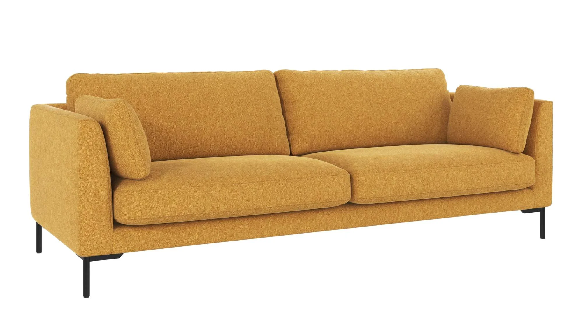Sofa Corwin 3-Sitzer, mit Bezug aus Stoff Brenda in Gelb, klassischer Stil, Metallfüße, FSC-zertifiziert
