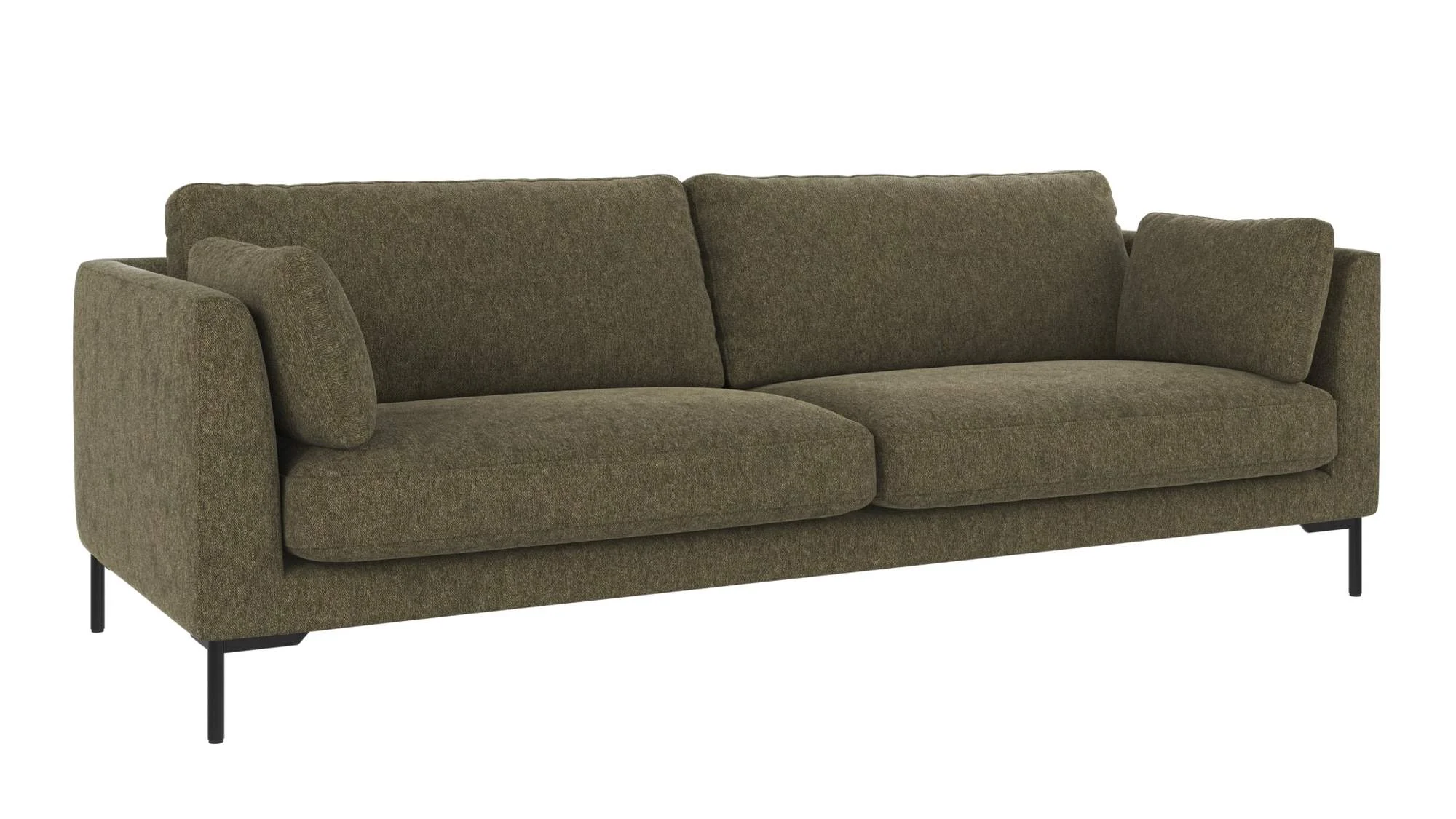 Sofa Corwin 3-Sitzer, aus Stoff Bezug Brenda in Grün, klassisch, Metallfüße, FSC-zertifiziert