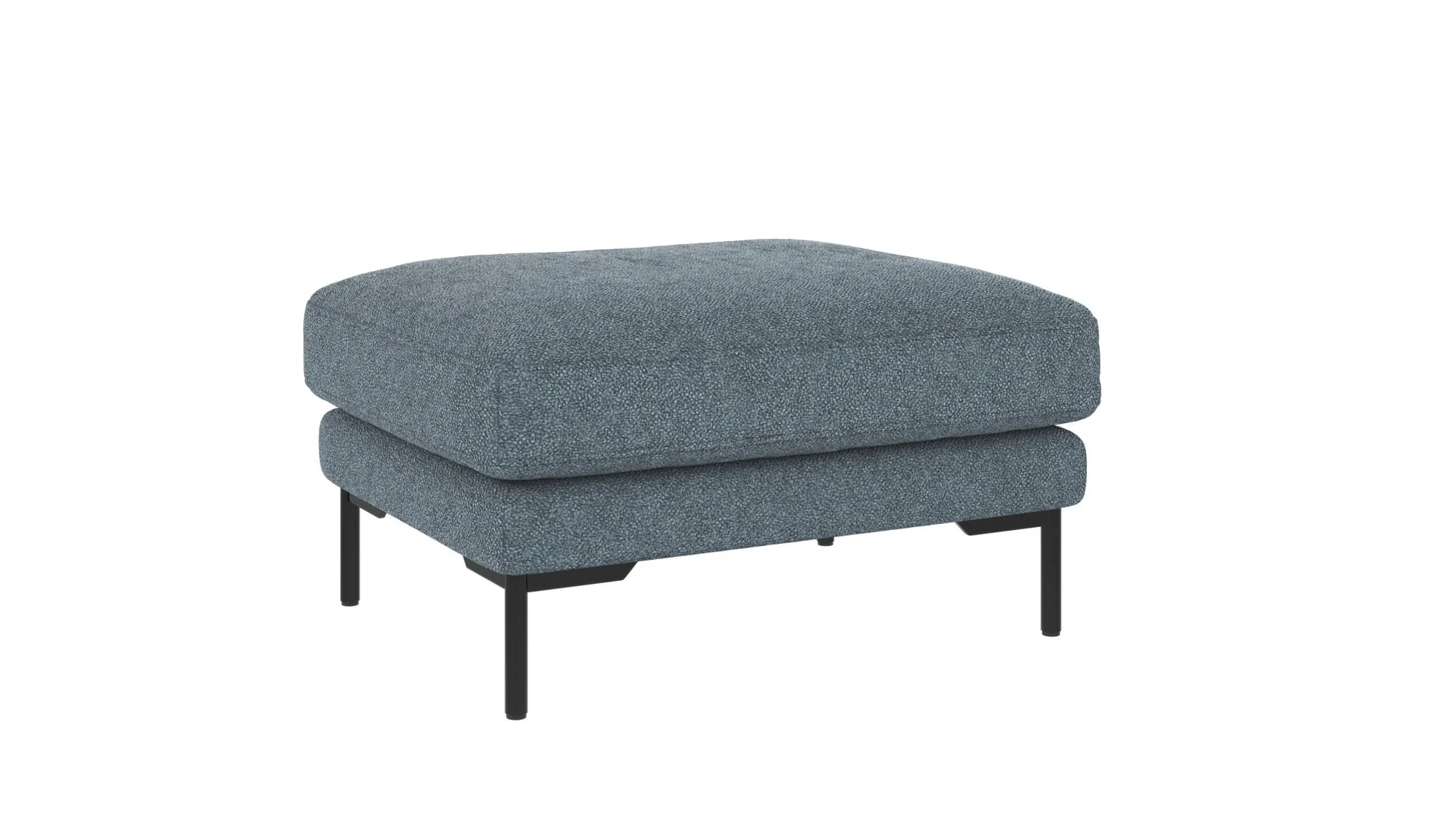 Hocker Corwin aus Stoff, klassischer Stil mit Kaltschaumpolsterung, blau, Gestell schwarz - Rowico