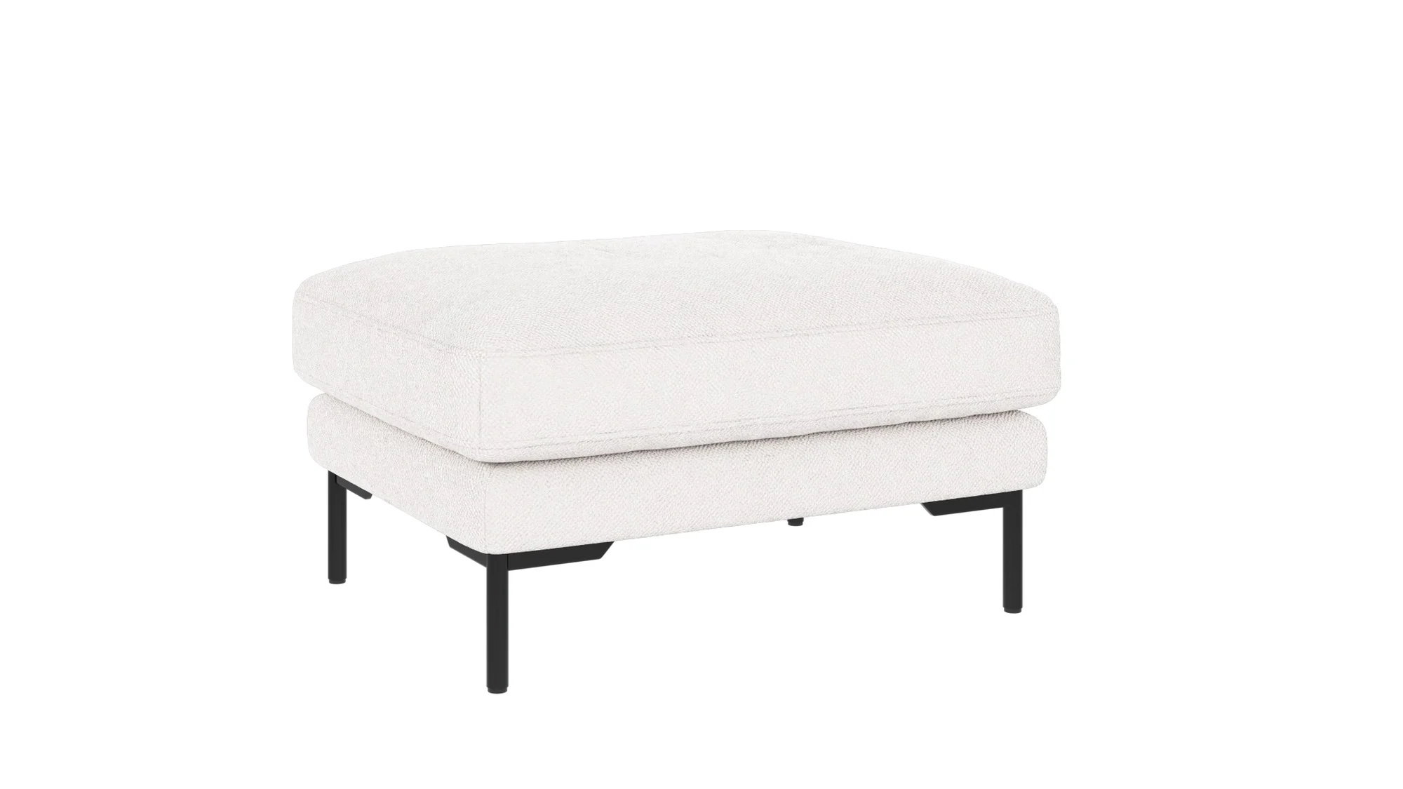 Hocker Corwin, aus Stoff mit Bezug Bobby, klassisch gepolstert, weiß, Gestell schwarz - Rowico