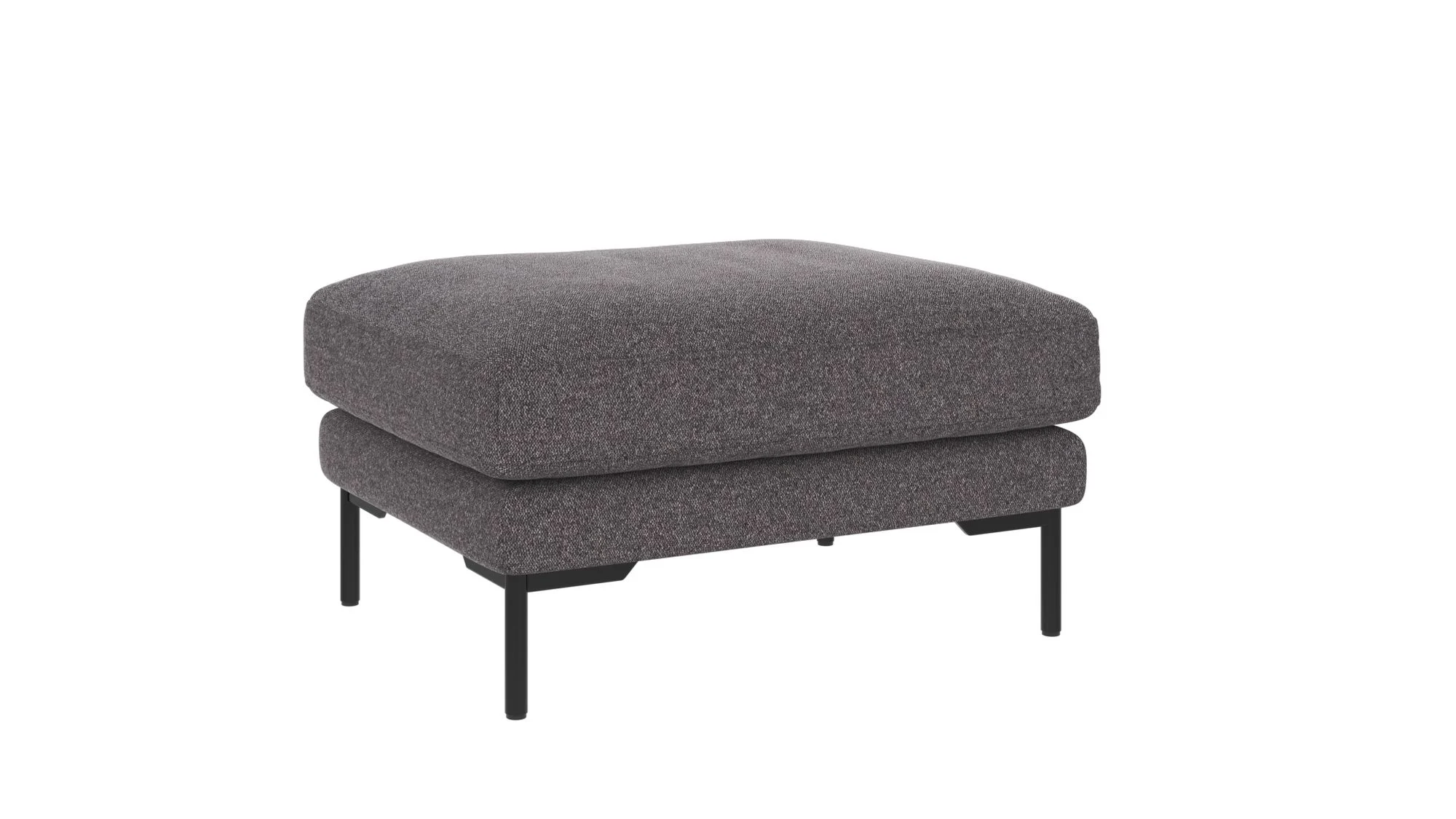 Hocker Corwin mit Bezug aus Stoff Brenda, klassischer Stil, Dunkelgrau, stabile Metallbeine - Rowico
